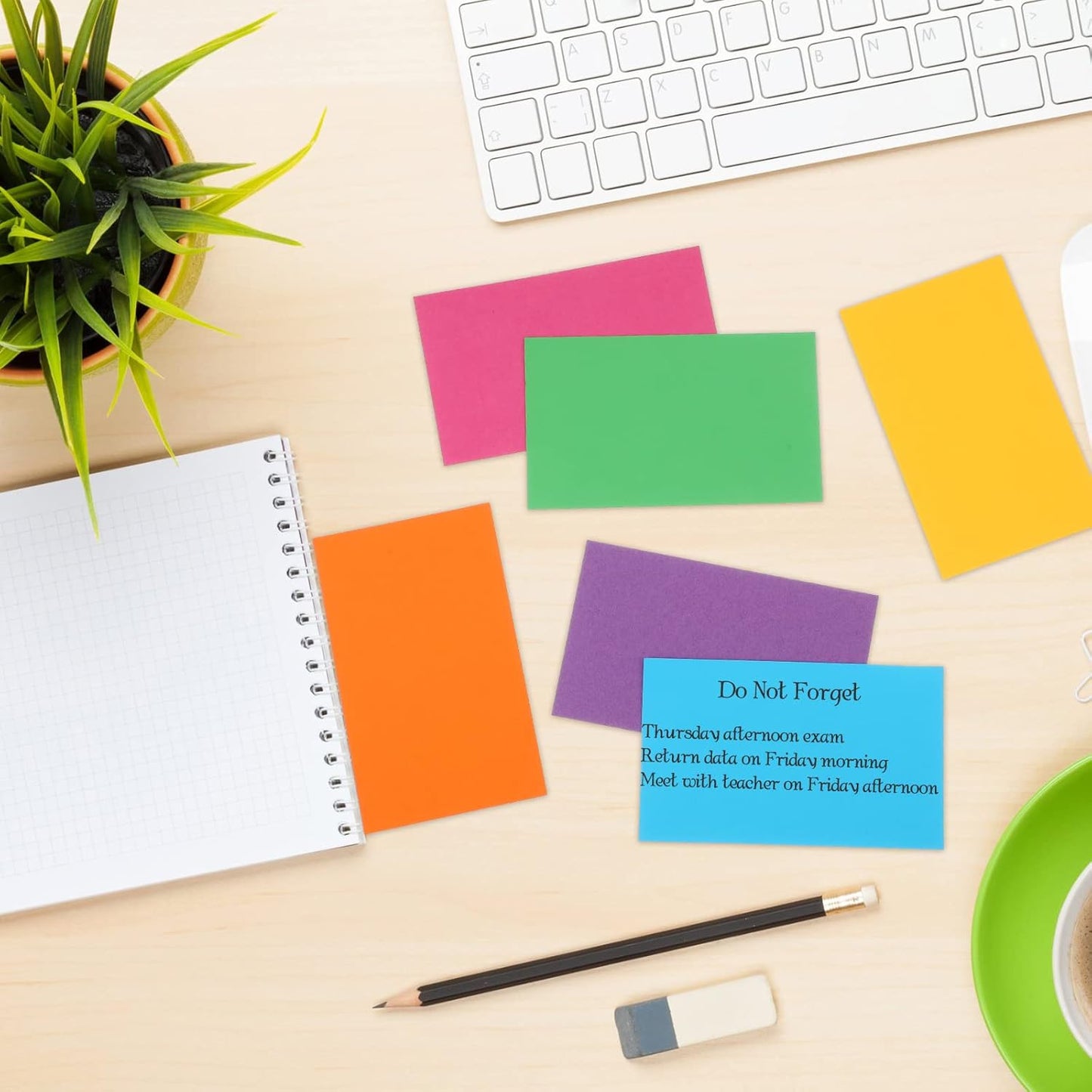 Fainne 300 Pcs Blank Index Cards 180 Gsm Thick Card Stock Assorted Color Neon Blank Flash Cards Colorful Study Notecards for Organizing(3 x 5 Inch,Bright Colors)