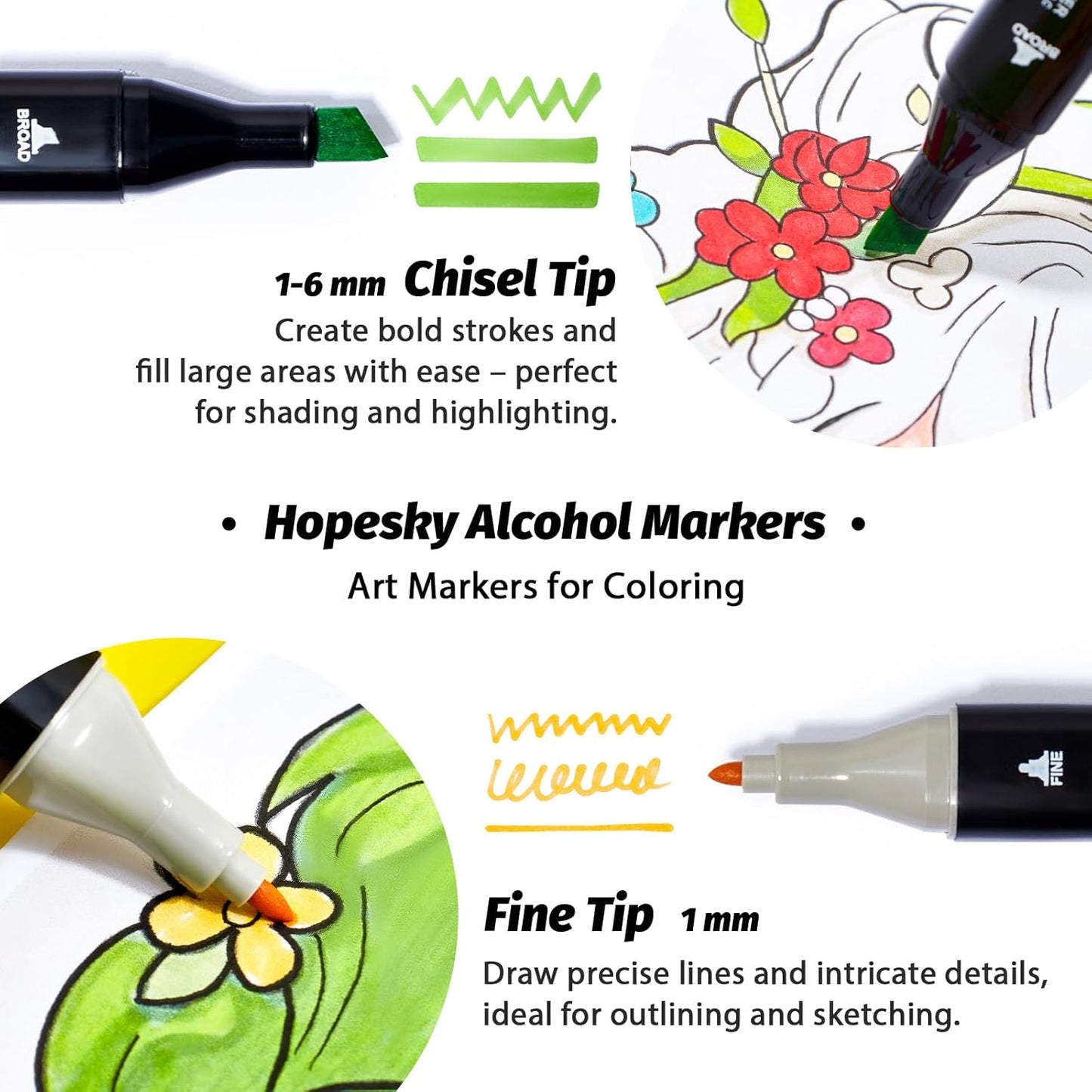 204 Colors Alcohol Markers - Dual Tip Permanent Art Markers Set for Coloring Drawing Painting, Fine and Chisel Tip Alcohol Based Pens with Carrying Case for Adult Artists