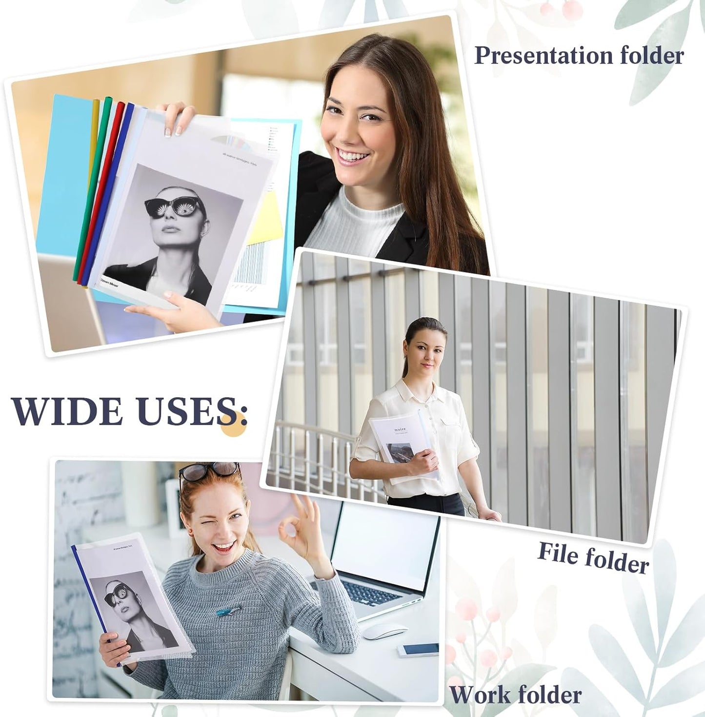 100 Pcs Clear Report Cover with Sliding Bar 50 Sheet Capacity Presentation Binder Transparent Resume Folder Plastic Folder for File Report School Office