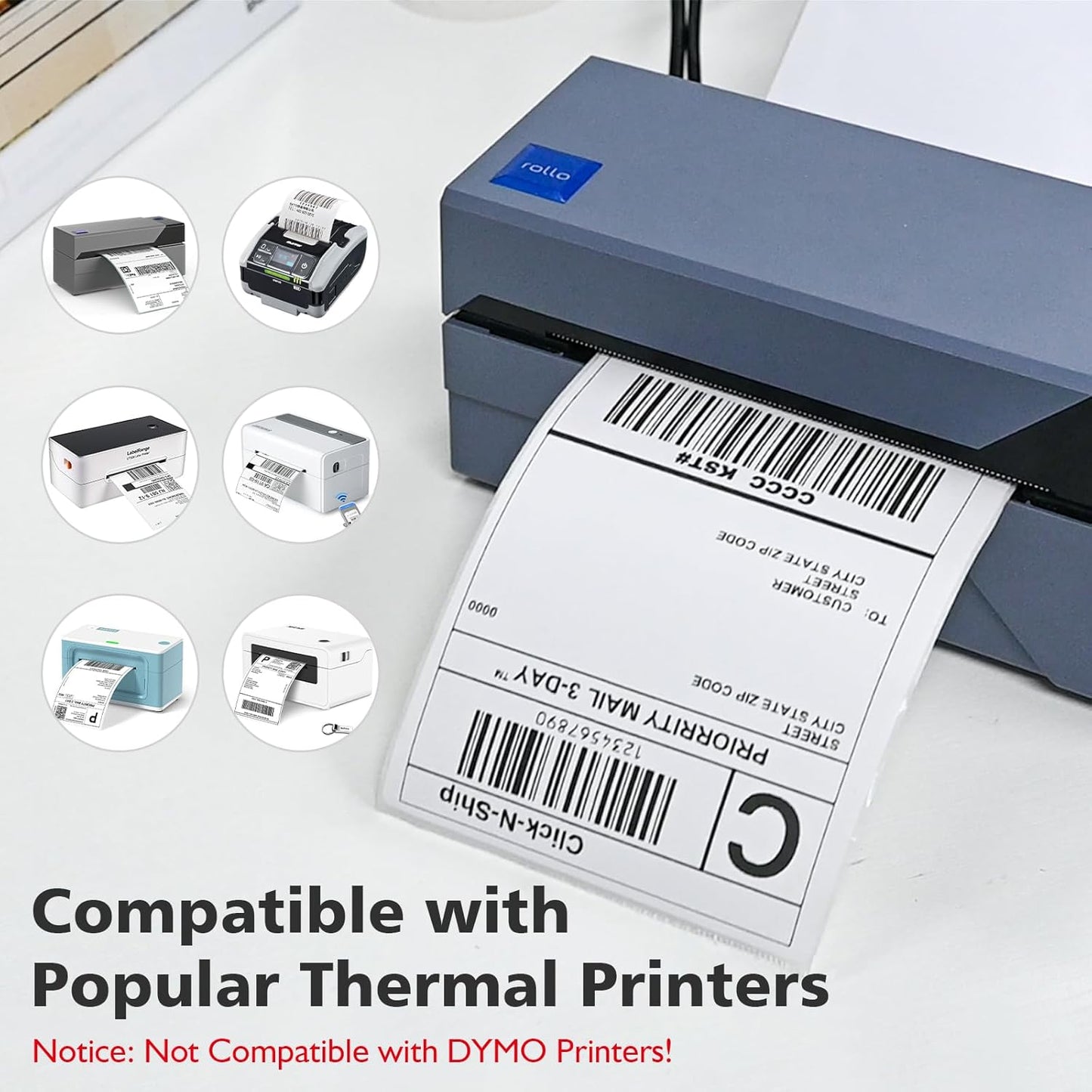 DGBDPACK 4"x6" Direct Thermal Shipping Labels 300 Labels/Roll Compatible with Zebra Rollo Beeprt Printer Permanent Adhesive