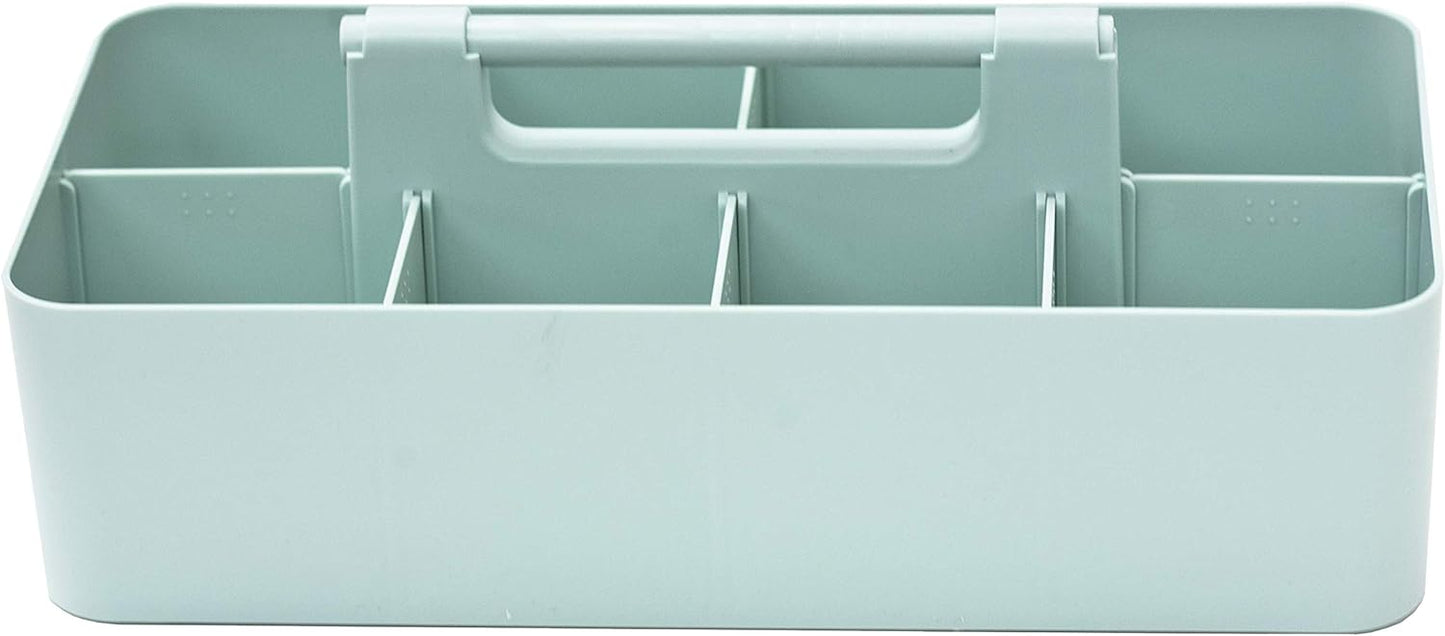 -Large Portable Caddy, DIY Dividers, 8 Compartments, School Office Supplies,Portable Basket with Handle Storage Organizer Modern Made in USA (3 PACK, Mint/Gray/Ivory)