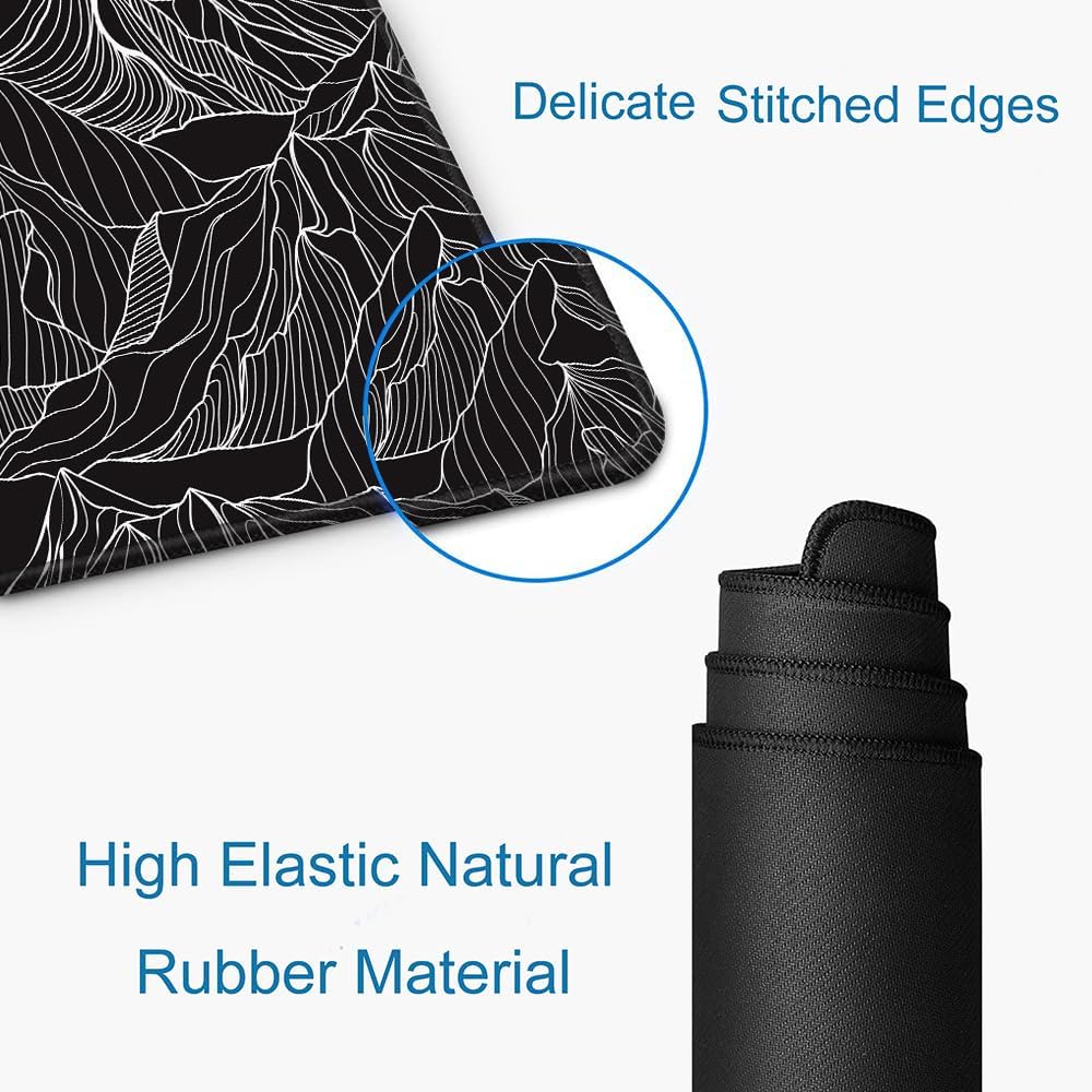 Large Mouse Pad Gaming, Mousepad with Stitched Edges, Non-Slip Rubber Base Keyboard Mouse Mat Desk Pad for Work, Game, Office, Home, Black and White Abstract Mountain