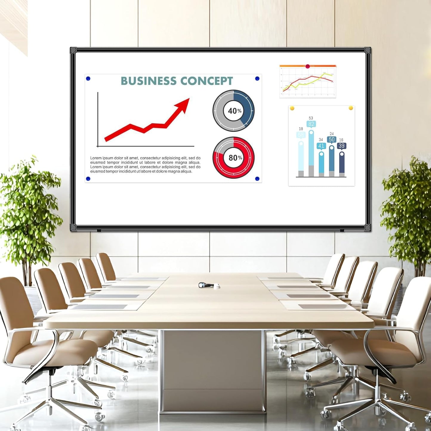 H-Qprobd 70"x40" White Board for Wall Large Magnetic Dry Erase Board with Black Aluminum Frame, Presentation Whiteboard Suitable for Home, Office, Classroom & Kitchen