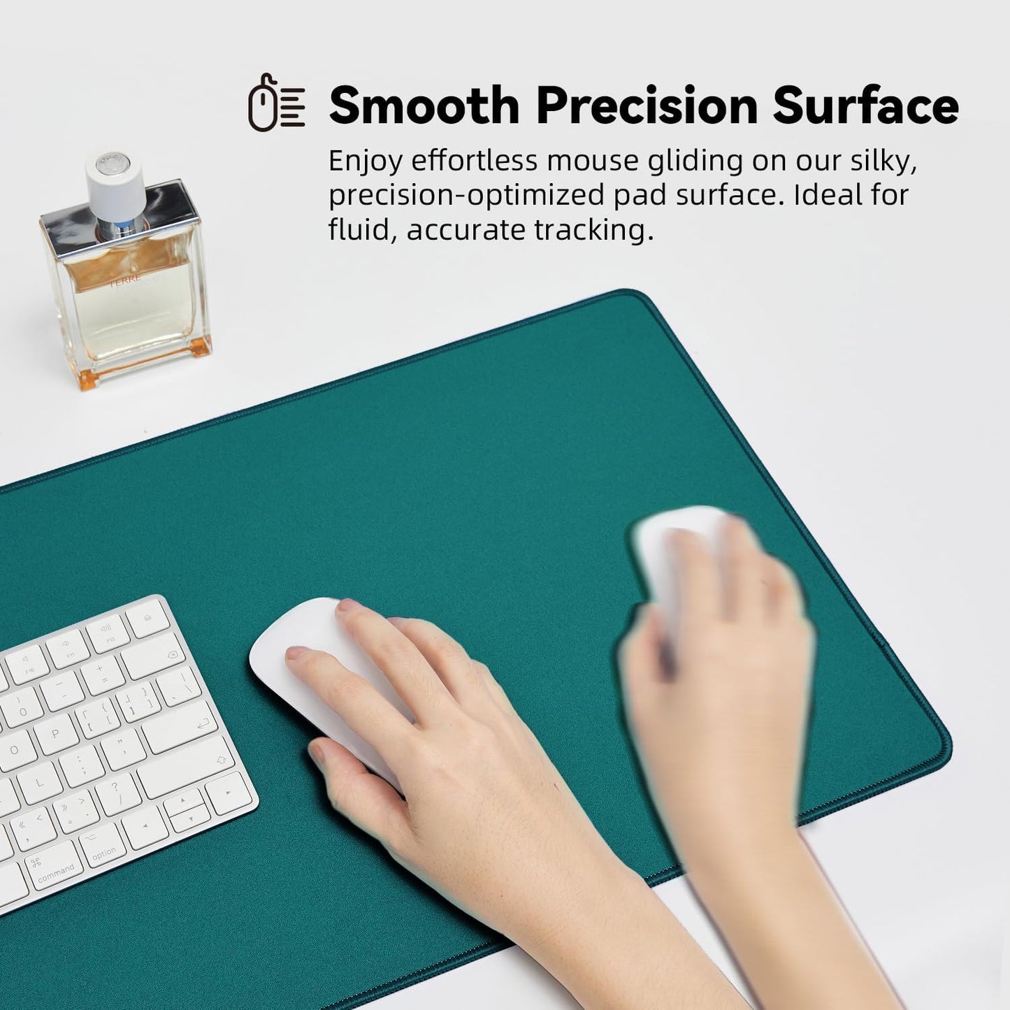 Waterproof Large Gaming Mouse Pad with Durable Stitched Edges, Non-Slip Rubber Base, Grainy Jacquard Mouse Mat Desk Pad for Home Office Gaming, 15.74"x35.43"x0.12", Green