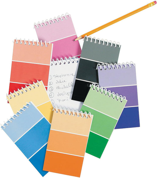 Fun Express Paint Chip Spiral Notepads - 24 Pieces - Educational And Learning Activities For Kids