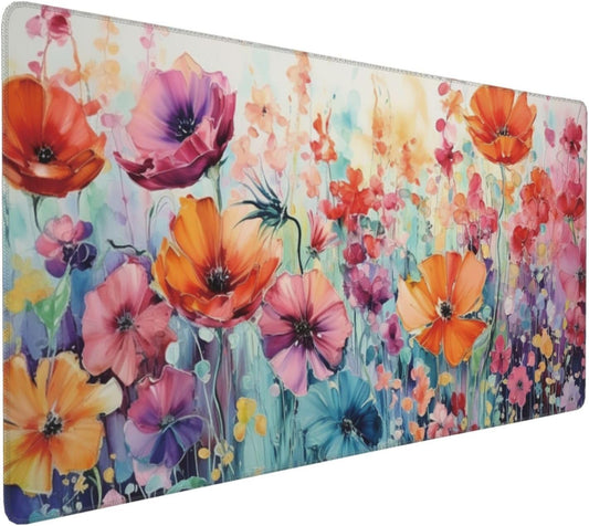 35.4 x 15.7 in, Waterproof XXL Large Mouse Pad for Desk, Extended Keyboard Mouse Mat for Computer Office, Big Laptop Mouse pad, Gaming Pc-Colorful Flowers