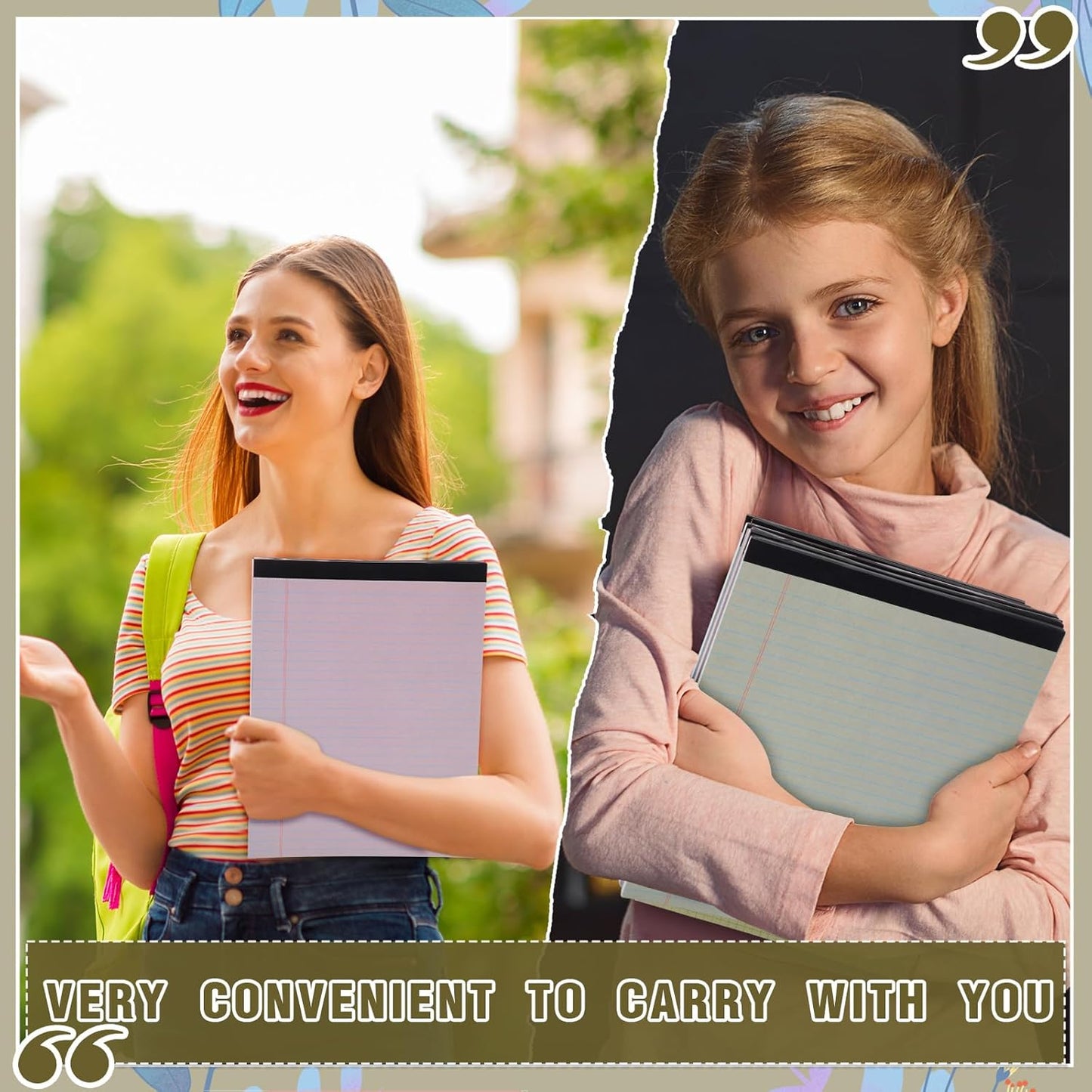 Fuutreo 8 Pcs 8.5'' x 11'' Colored Legal Pad Writing Pads Wide Ruled 50 Sheets Per Notepad Perforated Writing Notepad Office Supplies for School College Office Business (Vivid Colors)