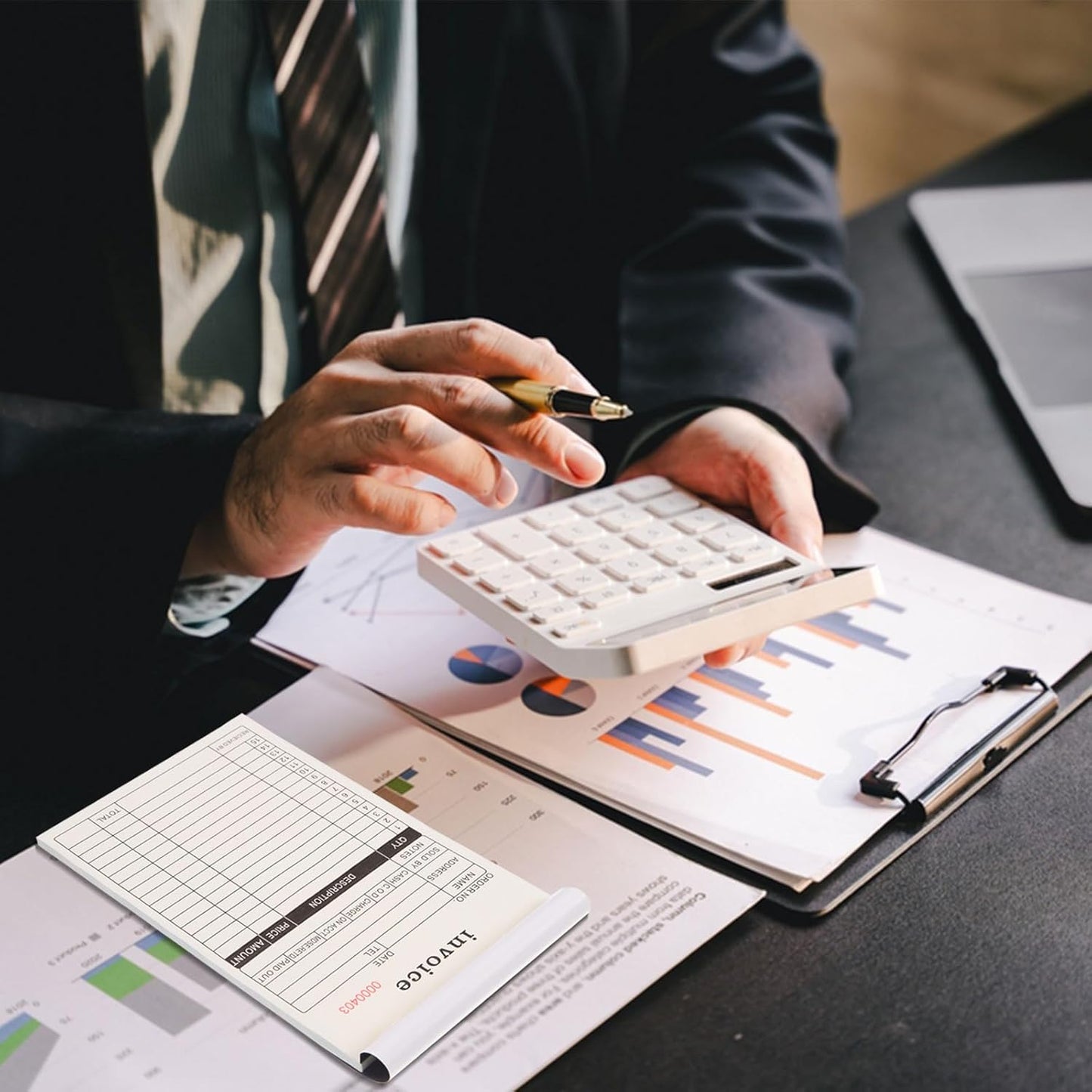 FOBSME Sales Order Books with 2-Part Carbonless Forms 8.27x5.51 Inch Invoice Books Receipt Record Book with Cardboard for Small Business Retail Stores (1 Pad,50 Sets Per Pad)