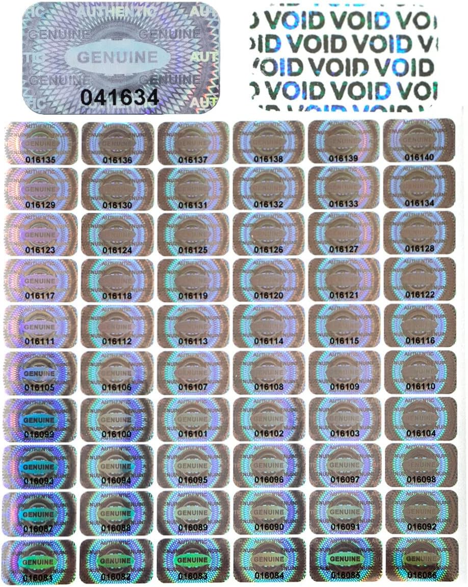 dose not apply 300 Pcs Authentic Hologram Labels/Stickers Silver Transfer Tamper Evident Security Warranty Void Seals/Stickers High Security Proof with Unique Sequential Serial Numbering（1X0.6 inch）