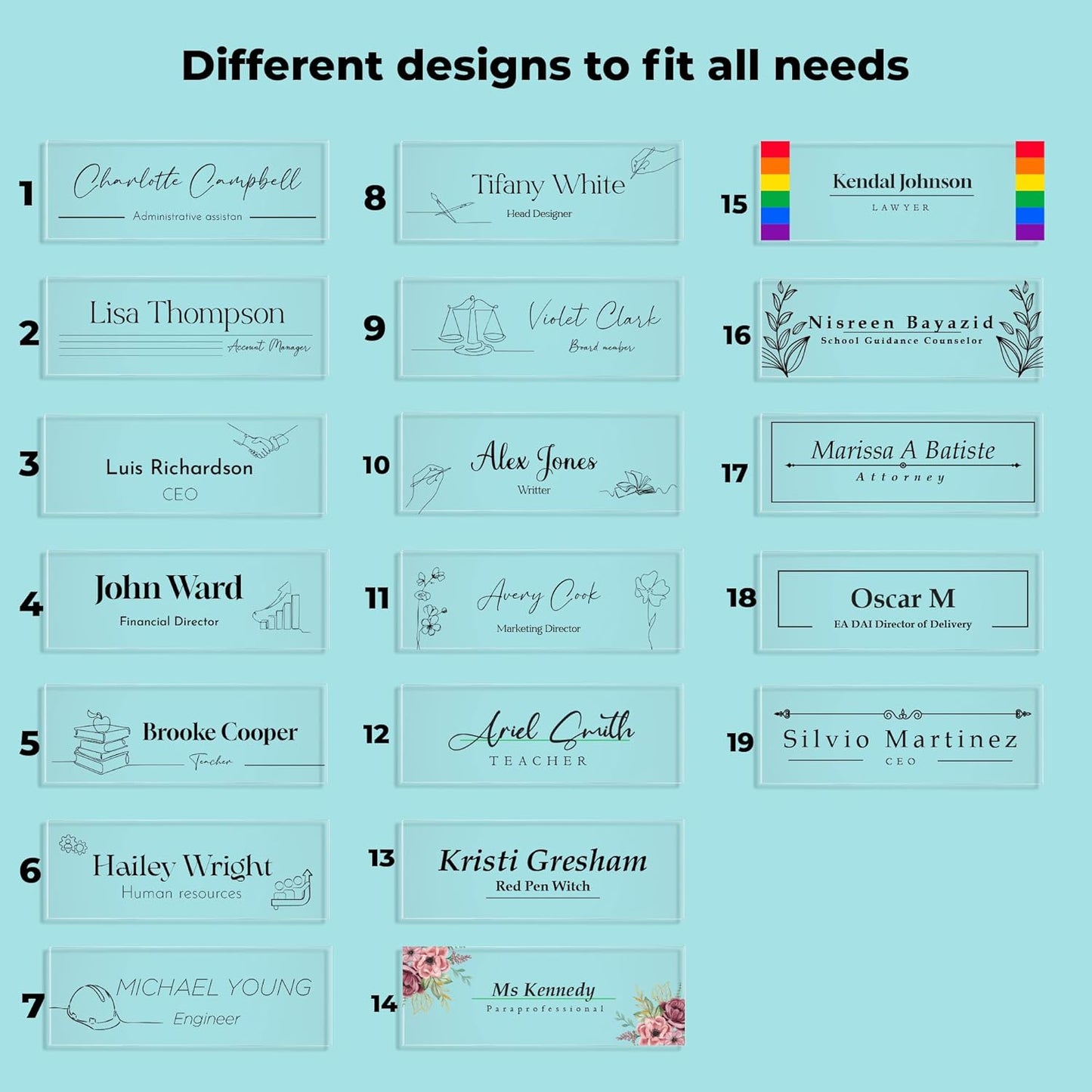 EGD Acrylic Desk Name Plate Personalized I Cute Office Decor I Office Desk Accessories with Various Material Options I Personalized Name Plate with Font Options (10 x 3.5 Inch) (1. Acrylic)