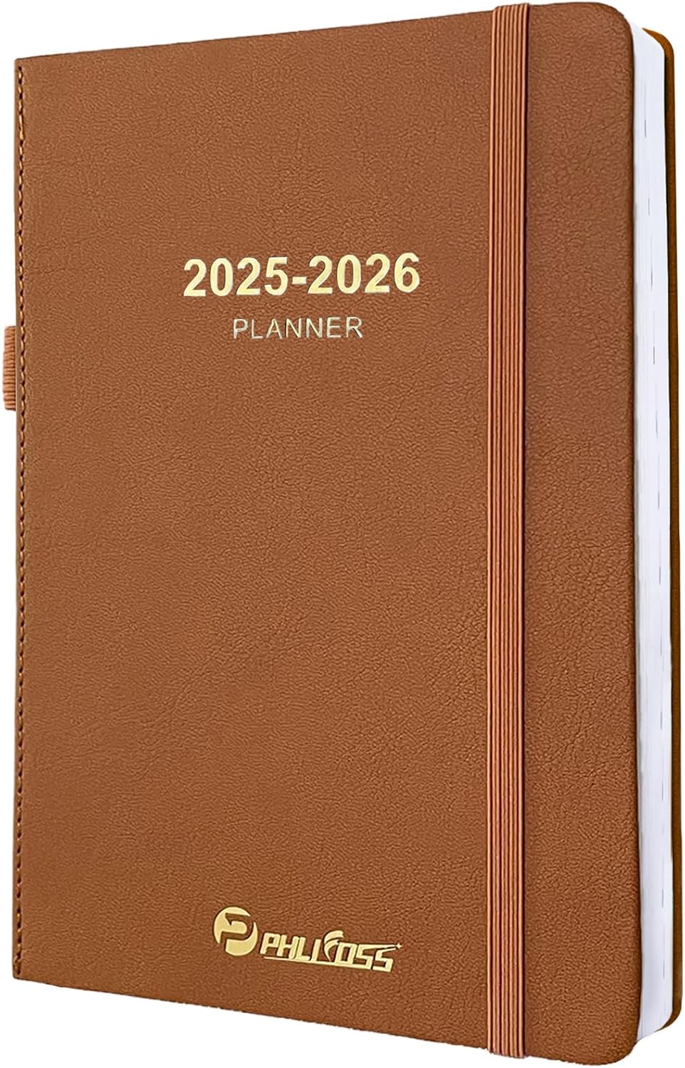 Daily Planner 2025-2026, One Page Per Day, Academic Planner (July 2025 - June 2026), Appointment Book with Time Slots and Monthly Tabs, 5.7" x 8.25", Pocket, Leather Cove (Brown)