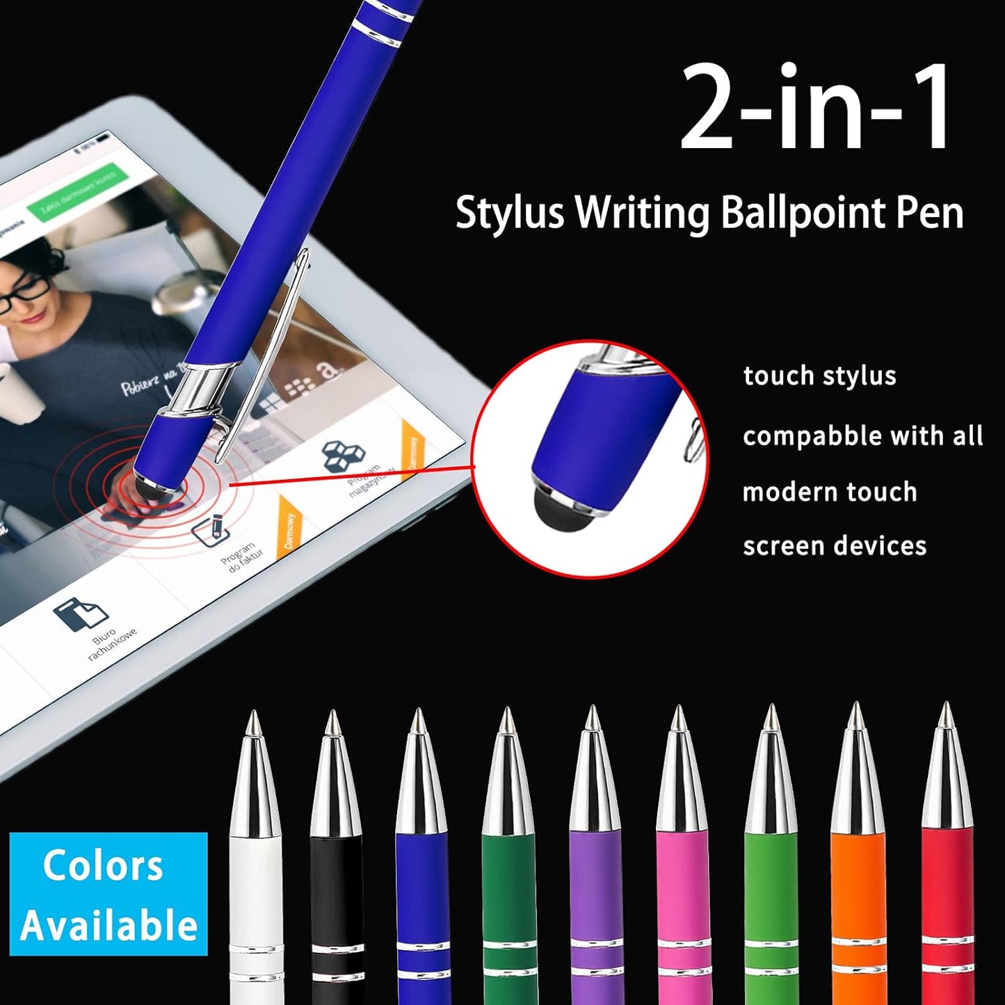 Max 500 Pcs Personalized Pens Bulk, Custom Pens with Free Engraving, Customized Stylus Tip Ballpoint Pen with Your Name Massage Text for School Office Business Graduation Anniversaries-250 Packs