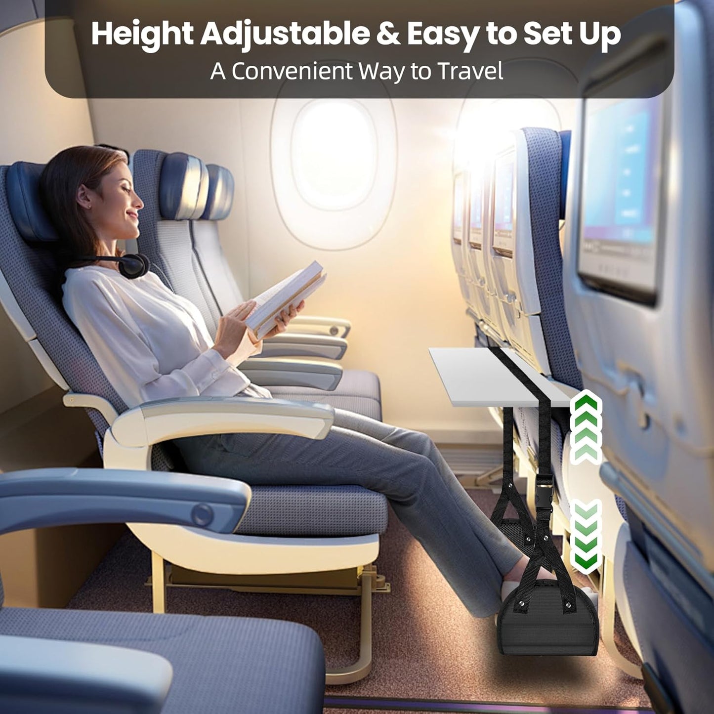 Foot Hammock for Plane Travel - Travel Essentials for Flying, Airplane Foot Hammock，Airplane Footrest for Under Desk at Work, Comfortable Footrest for Relaxation & Leg Support on Long Flights