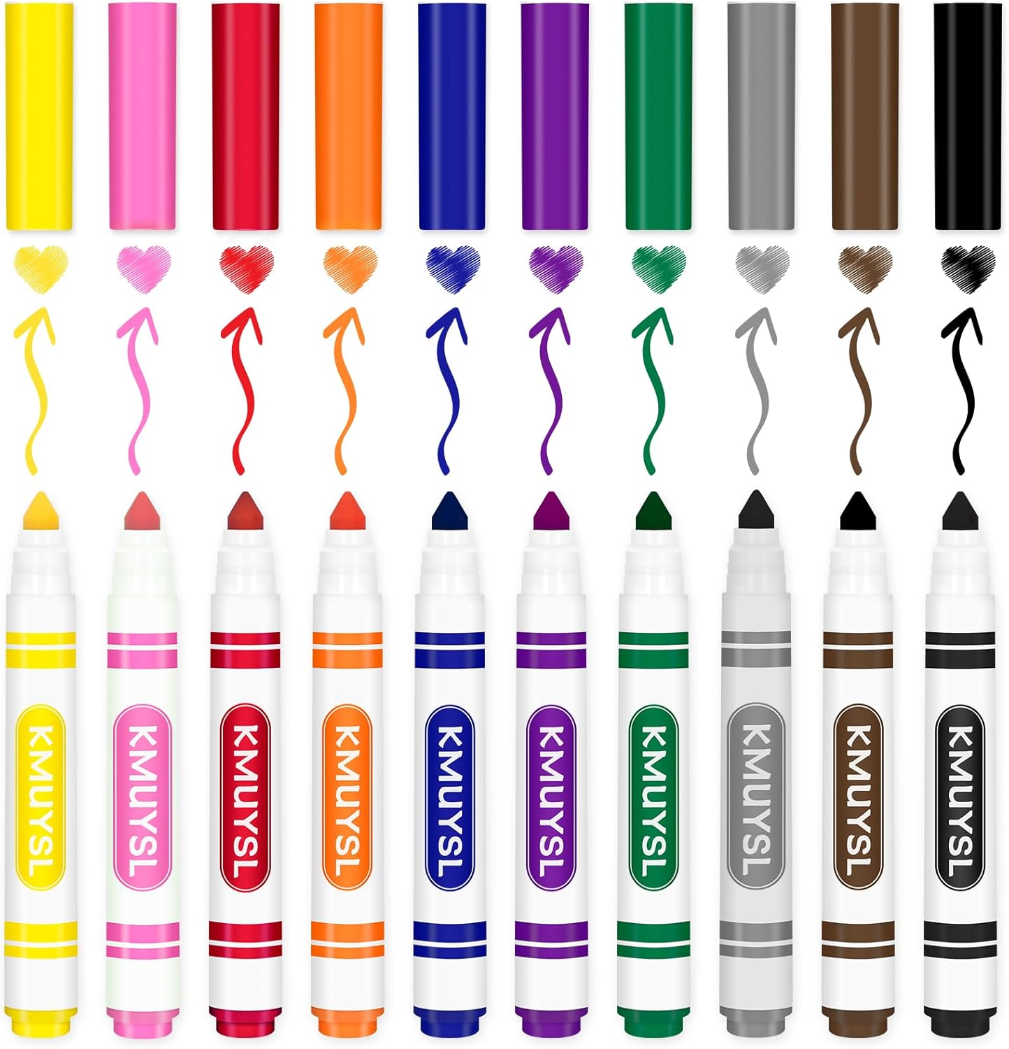KMUYSL 160 Count Washable Markers Bulk, 10 Assorted Colors - Broad Line Conical Tip Coloring Markers for Kids, School Art Supplies & Back to School Supplies, Teacher Classroom Must Haves