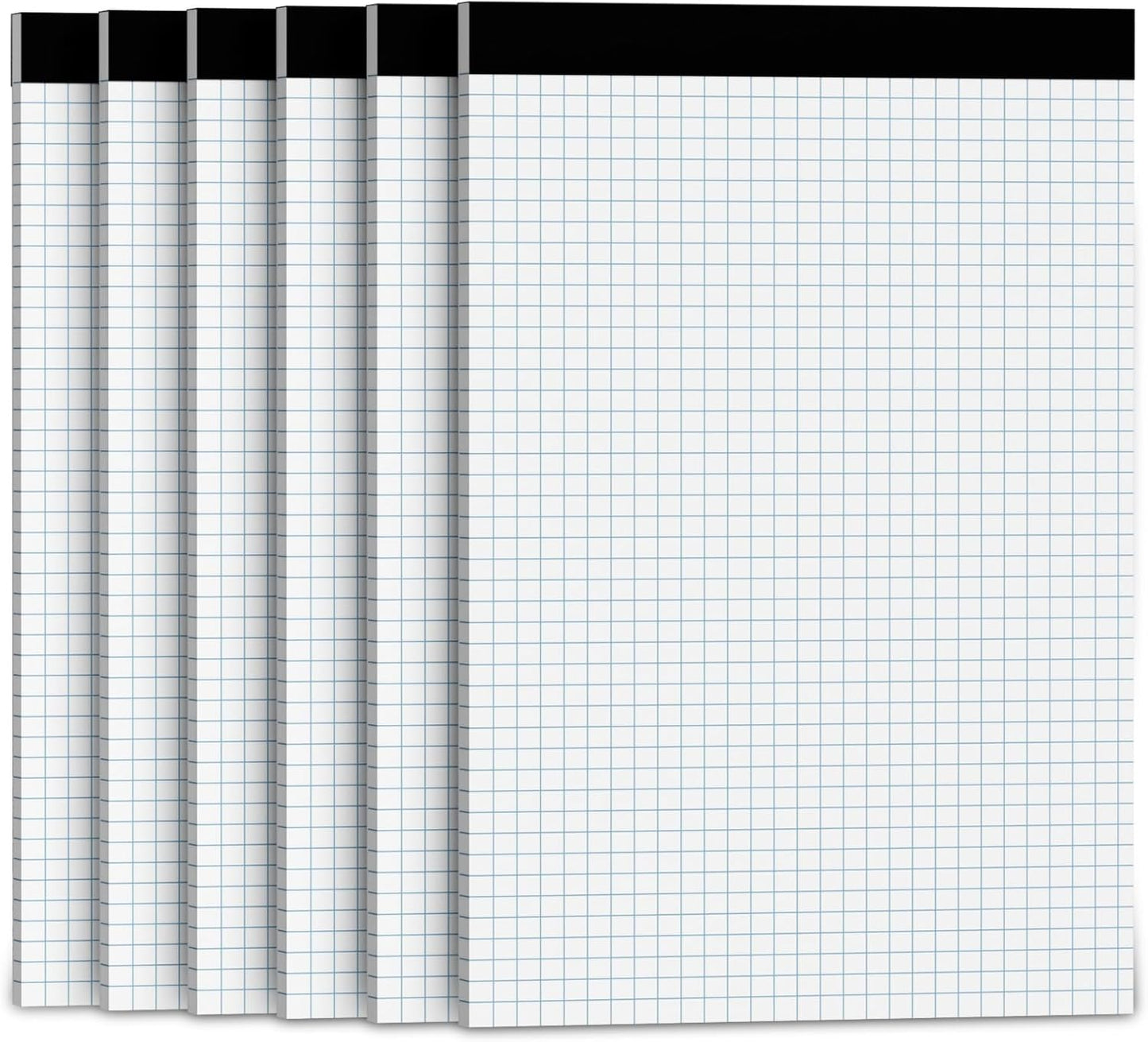 Graph Paper 8.5 x 11, 6 Pack, 4x4 Graph Ruled, Grid Paper 8-1/2 x 11, Blueprint Quadrille Pad 8.5'' x 11'', Easy Tear Off Graph Paper Pad White Grid Notebook, White Draft Paper 25 Sheets/Pad