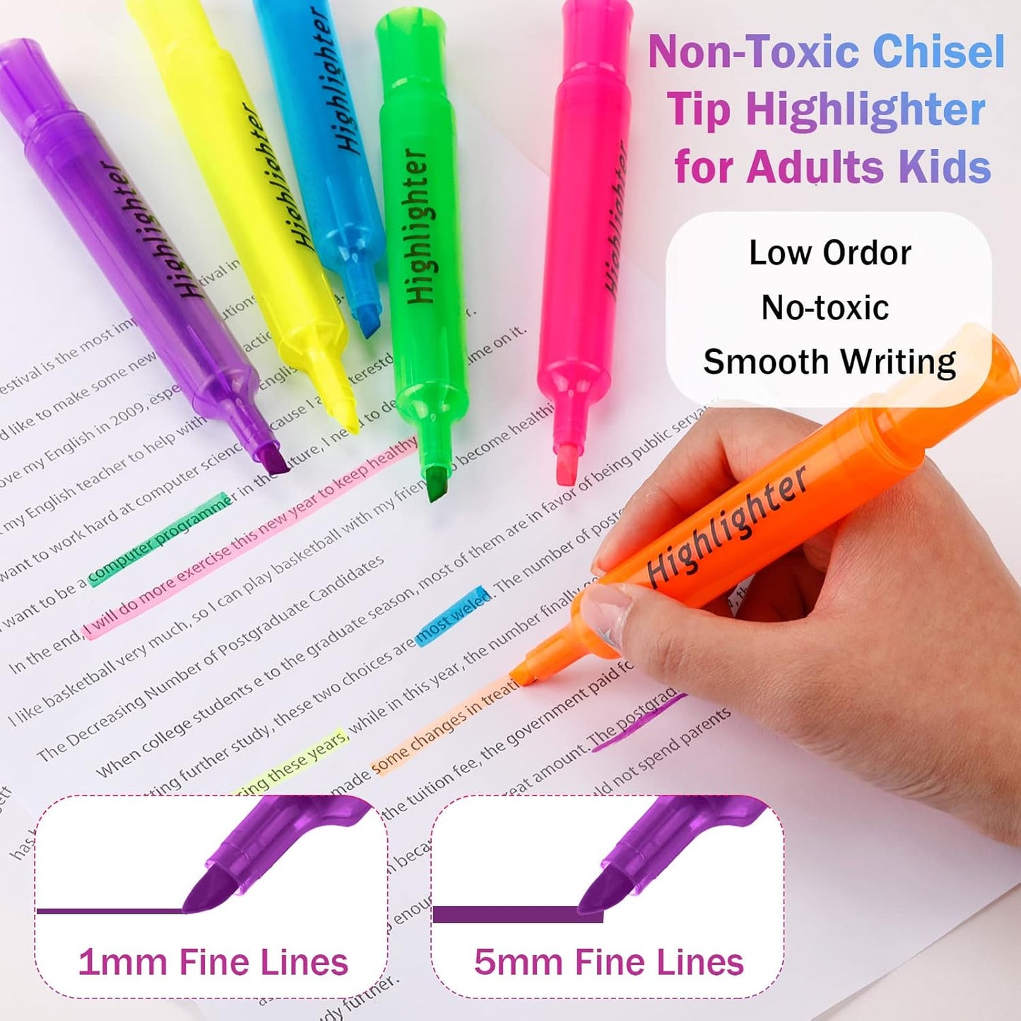 Teling 180 Pcs Highlighters Bulk Chisel Tip Tank Style Highlighters for School Classroom Assorted Color Fluorescent Pens for Office Shop