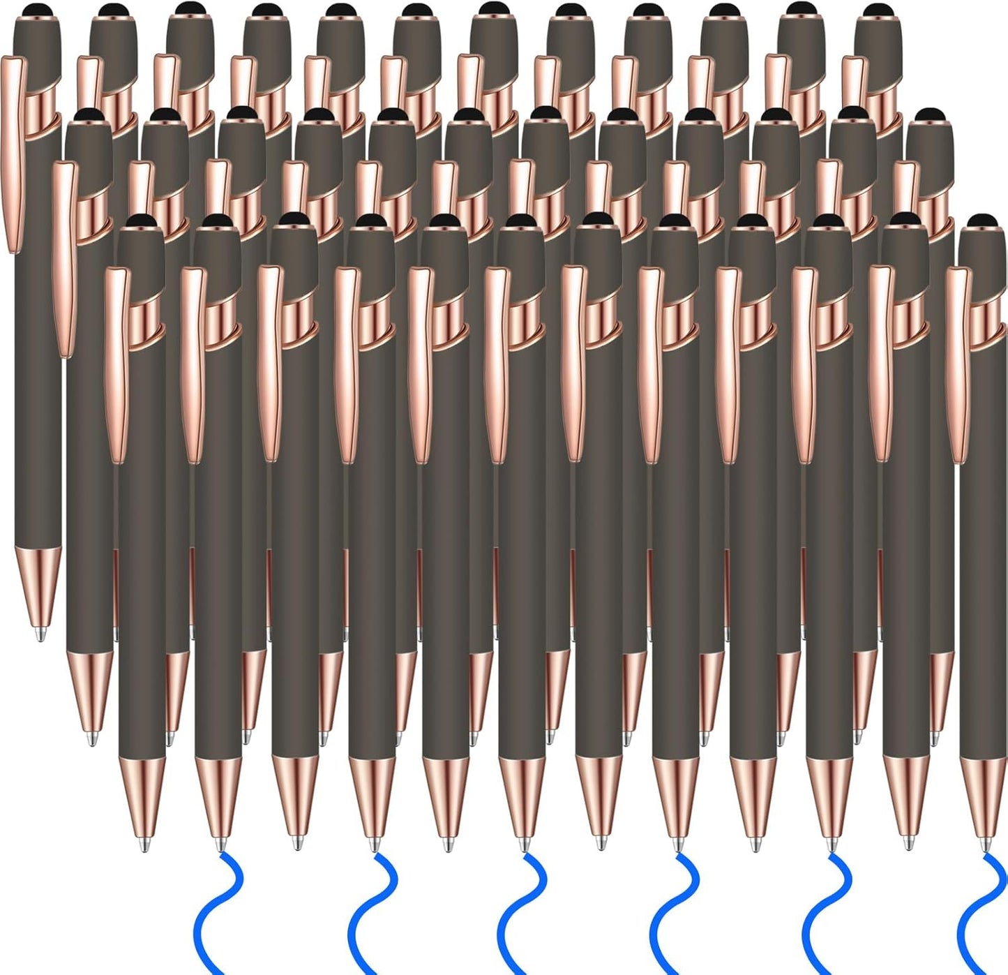 36 Pcs Blue Ink Ballpoint Pen with Stylus 2 in 1 Ballpoint Pen for Touch Screens School Office Coworkers (Gray Rose Gold)