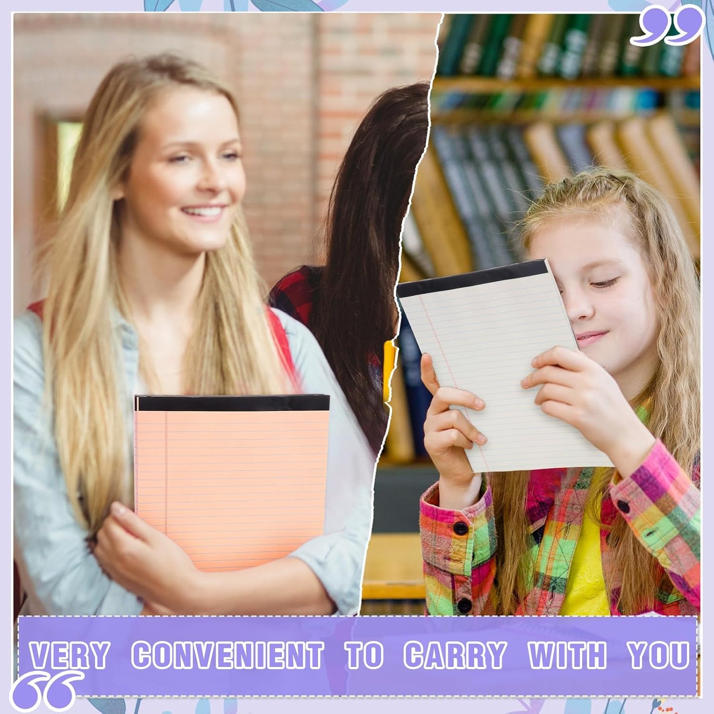 Fuutreo 8 Pcs 8.5'' x 11'' Colored Legal Pad Writing Pads Wide Ruled 50 Sheets Per Notepad Perforated Writing Notepad Office Supplies for School College Office Business (Mixed Colors)