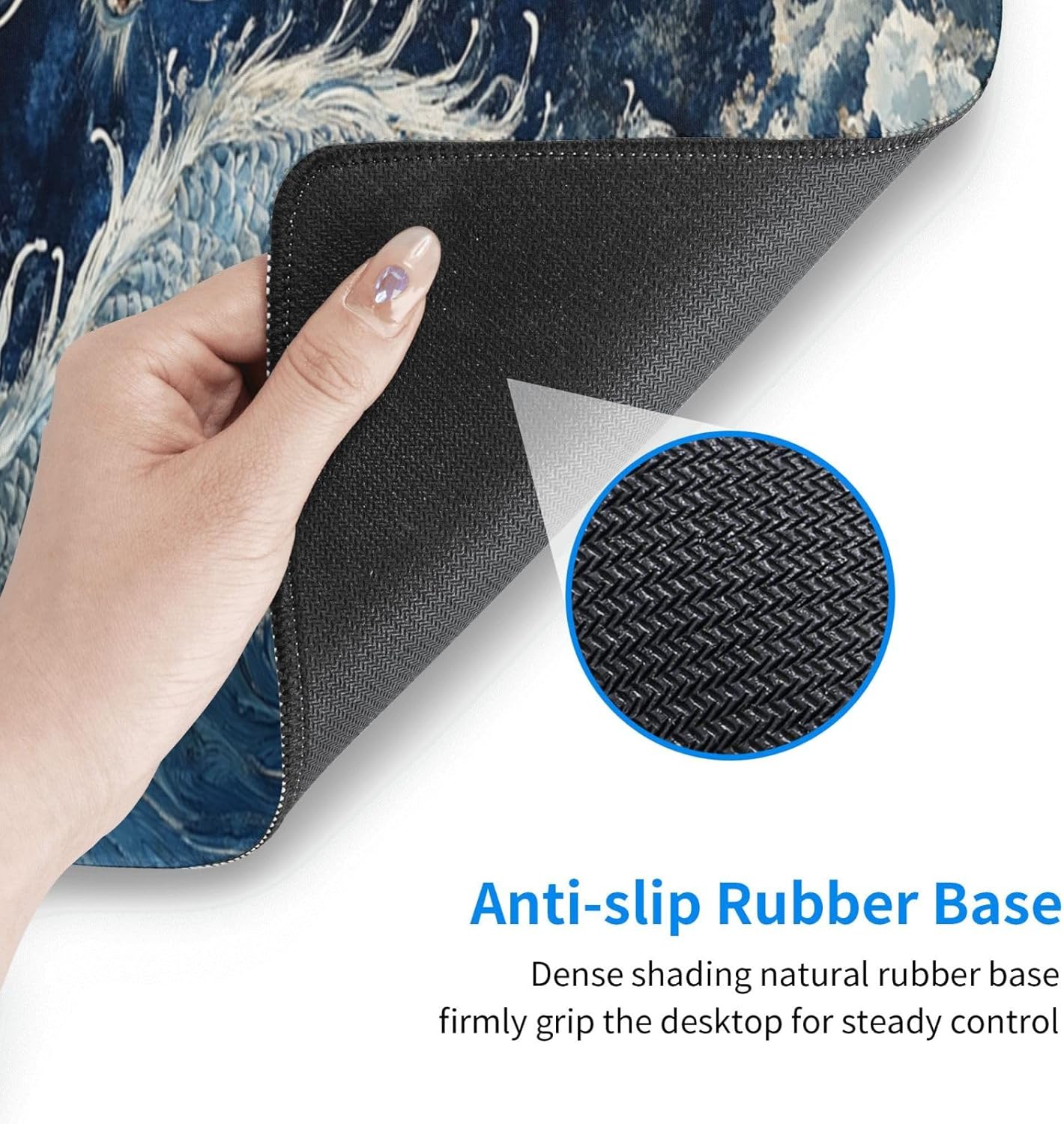 Dragon Wave Mouse Pad 31.5 X 11.8 Inch Big Desk Rubber Base Stitched Edges Keyboard Pad XXL Mouse Mat for Home Game and Office