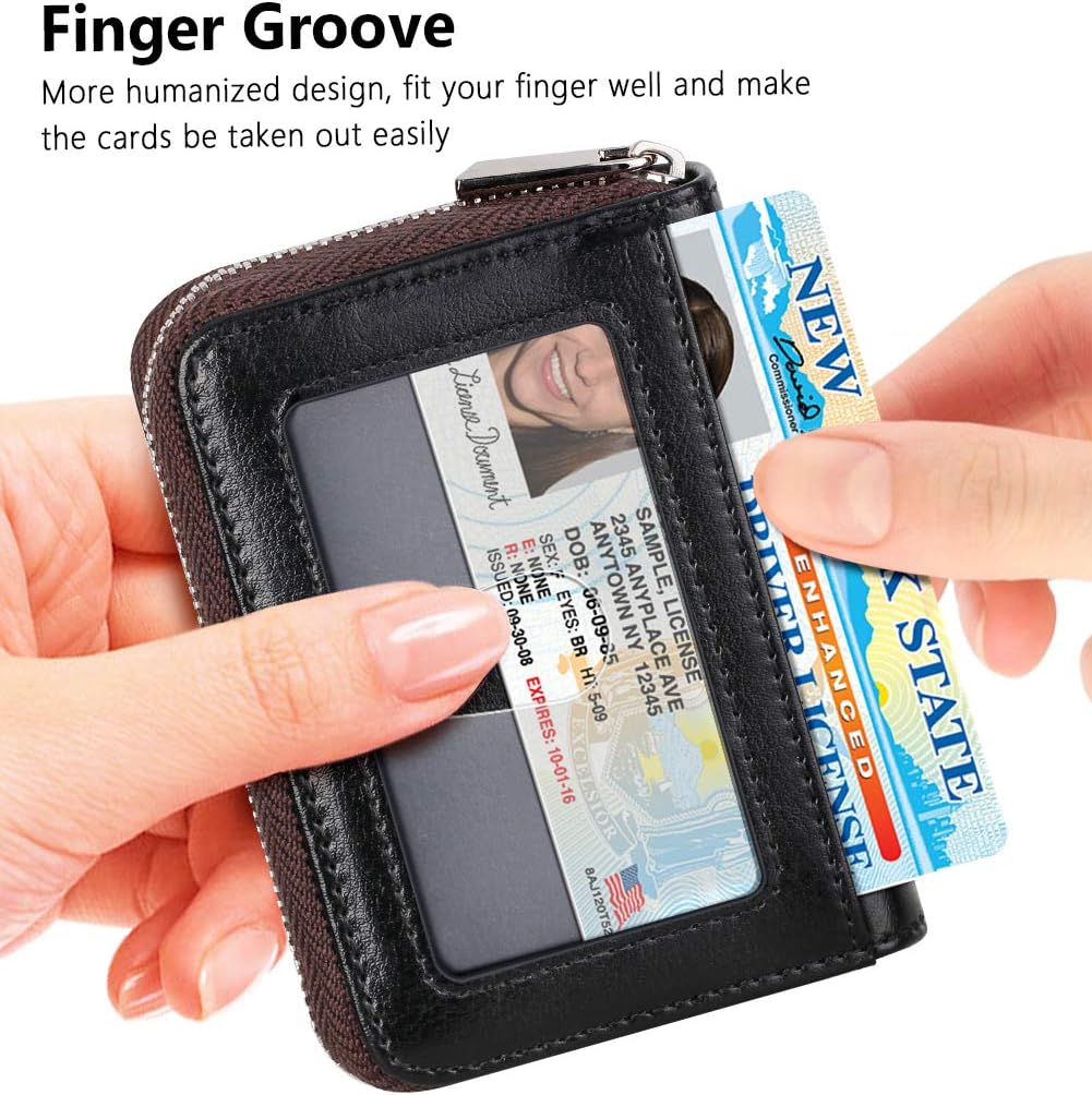 FurArt Zipper Wallet Women, RFID Blocking Credit Card Wallet, Business Card Holder, Compact Size KeyChain Wallet
