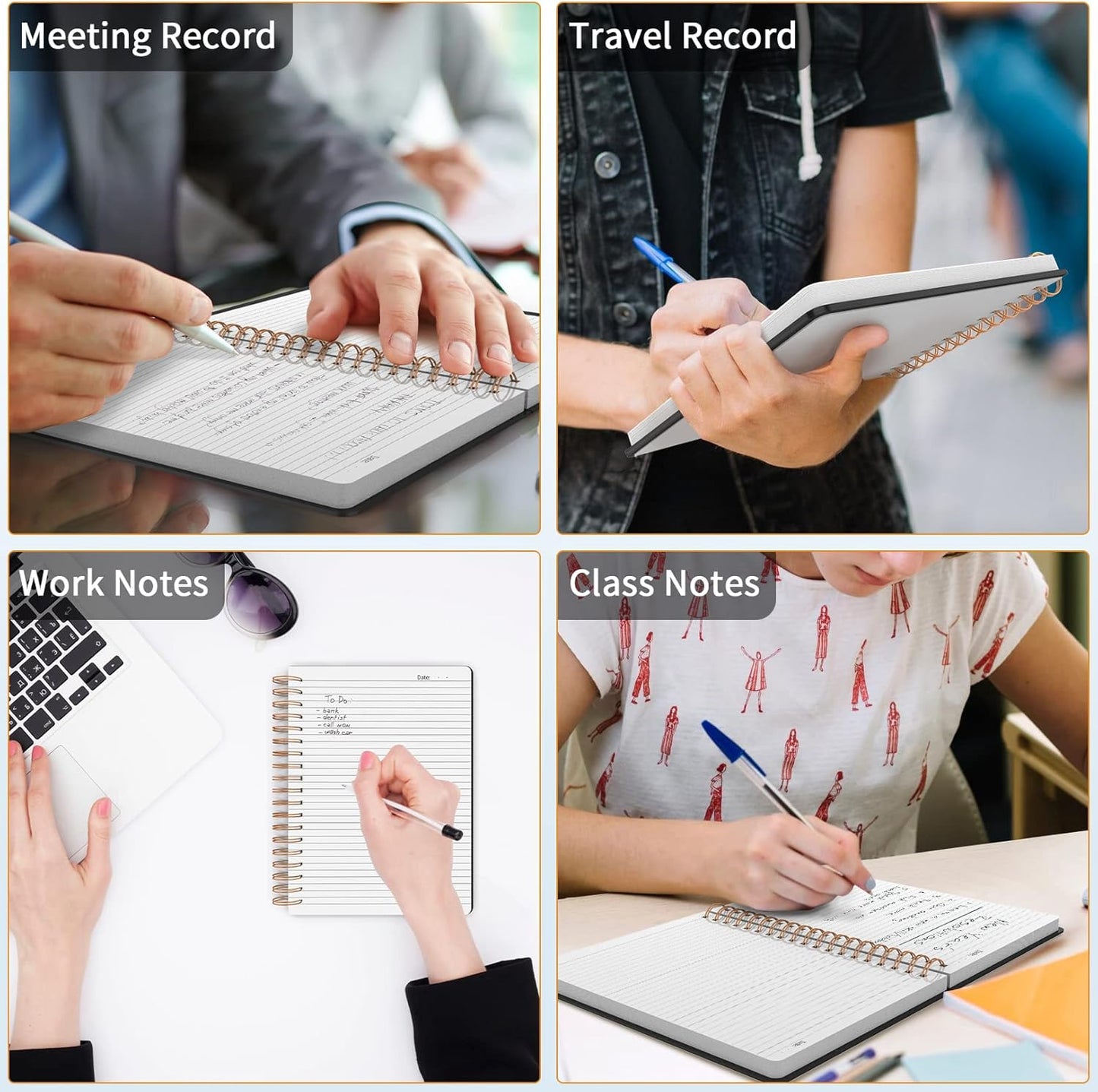 Forvencer A4 Lined Spiral Journal Notebook with 300 Numbered Pages, 11" X 8.5" Thick Journals for Writing with 100GSM Paper, Hardcover Notebooks with Contents for Work, School, Black