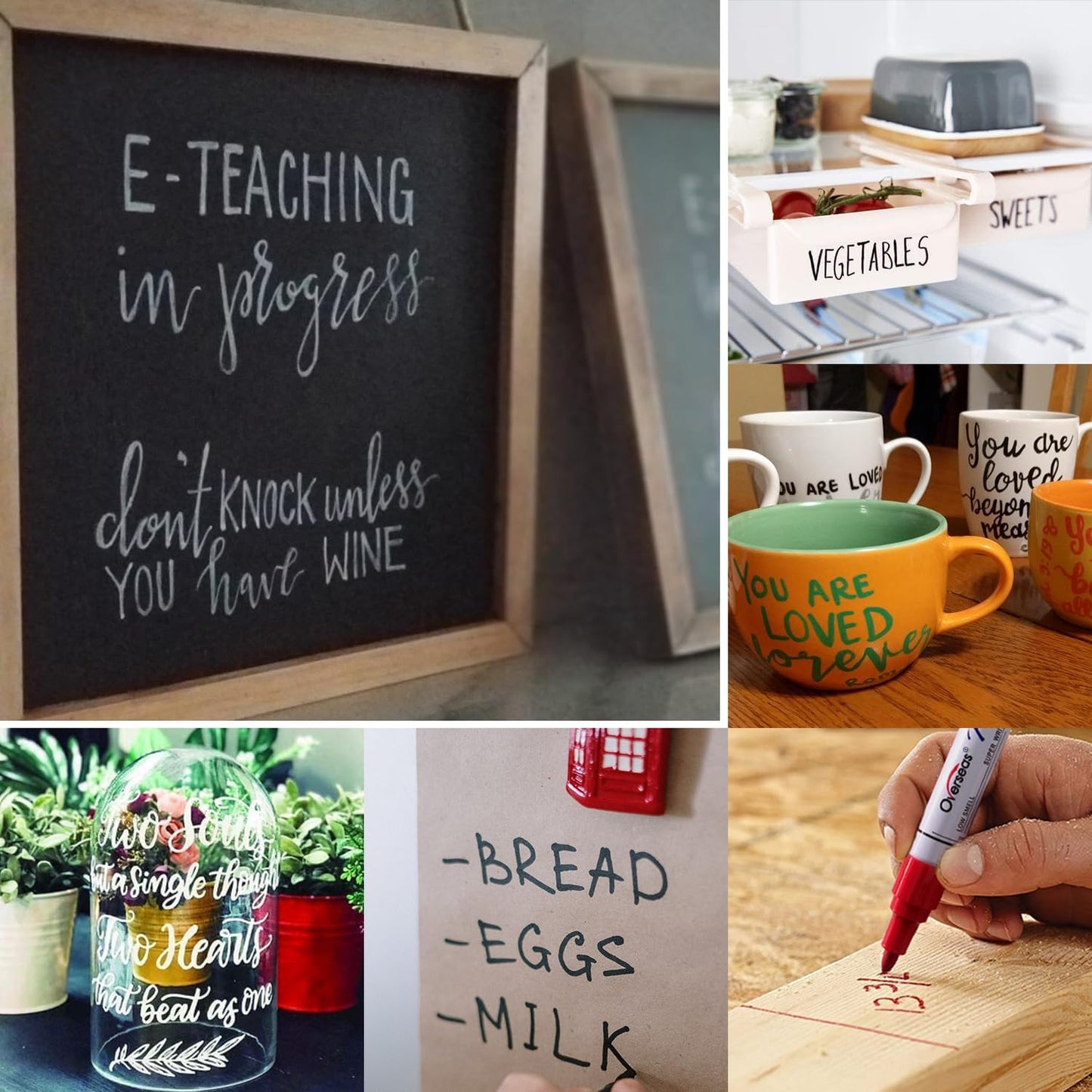 Overseas Blue Paint Pens Permanent Markers 24 Pcs, Oil Based Paint Markers Set, Quick Drying, Waterproof, Medium Tip Marker Pens for Metal, Rock, Wood, Plastic, Canvas, Glass, Stone, Rubber, Paper