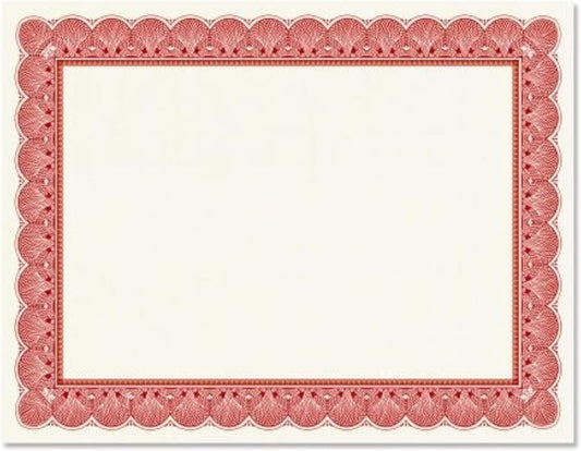 Elite Red & White Parchment Certificate Papers - Pack of 25, Laser & Inkjet Printer Compatible, for Office, Business Awards, Graduation, School Diplomas, 8-1/2" x 11" on 60 lb. Text Stock