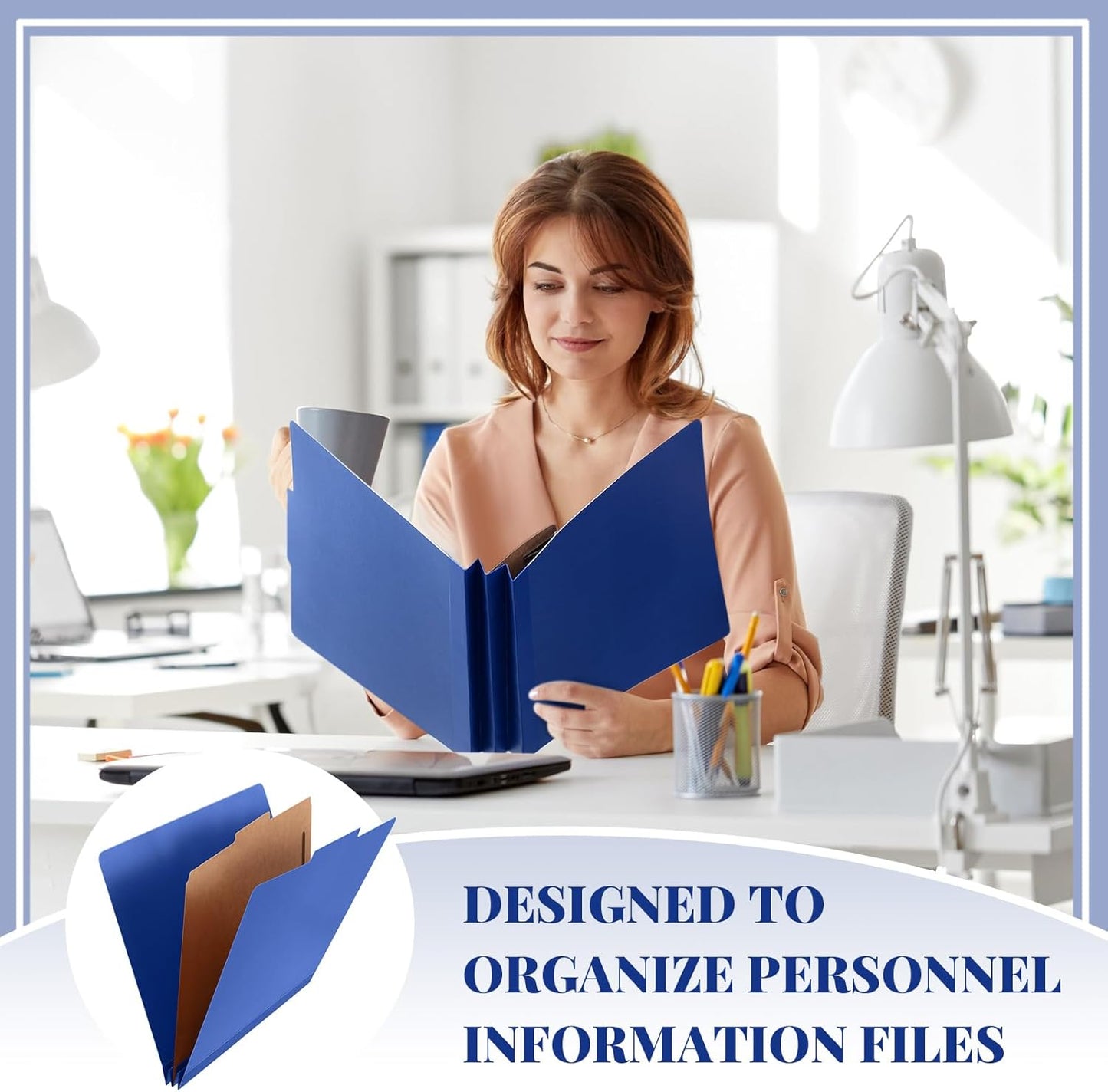 12 Pcs Classification Folders Letter Size, 1 Divider Pressboard File Folder with Fasteners, Expanding File Organizer Bulk for Teachers, Clergy, Office, Church, Christmas Donations (Dark Blue)