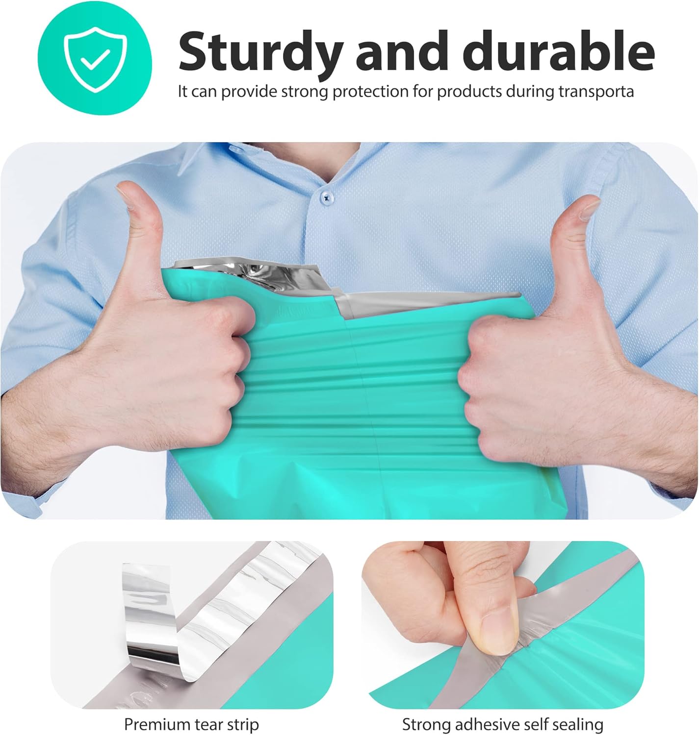 Fuxury Poly Mailers 12x15.5" 100 Pack,Shipping Bags for Mailing Clothing T-Shirt,Strong Adhesive Self Sealing Shipping Envelopes Mailer Poly Bags for Small Business,Teal