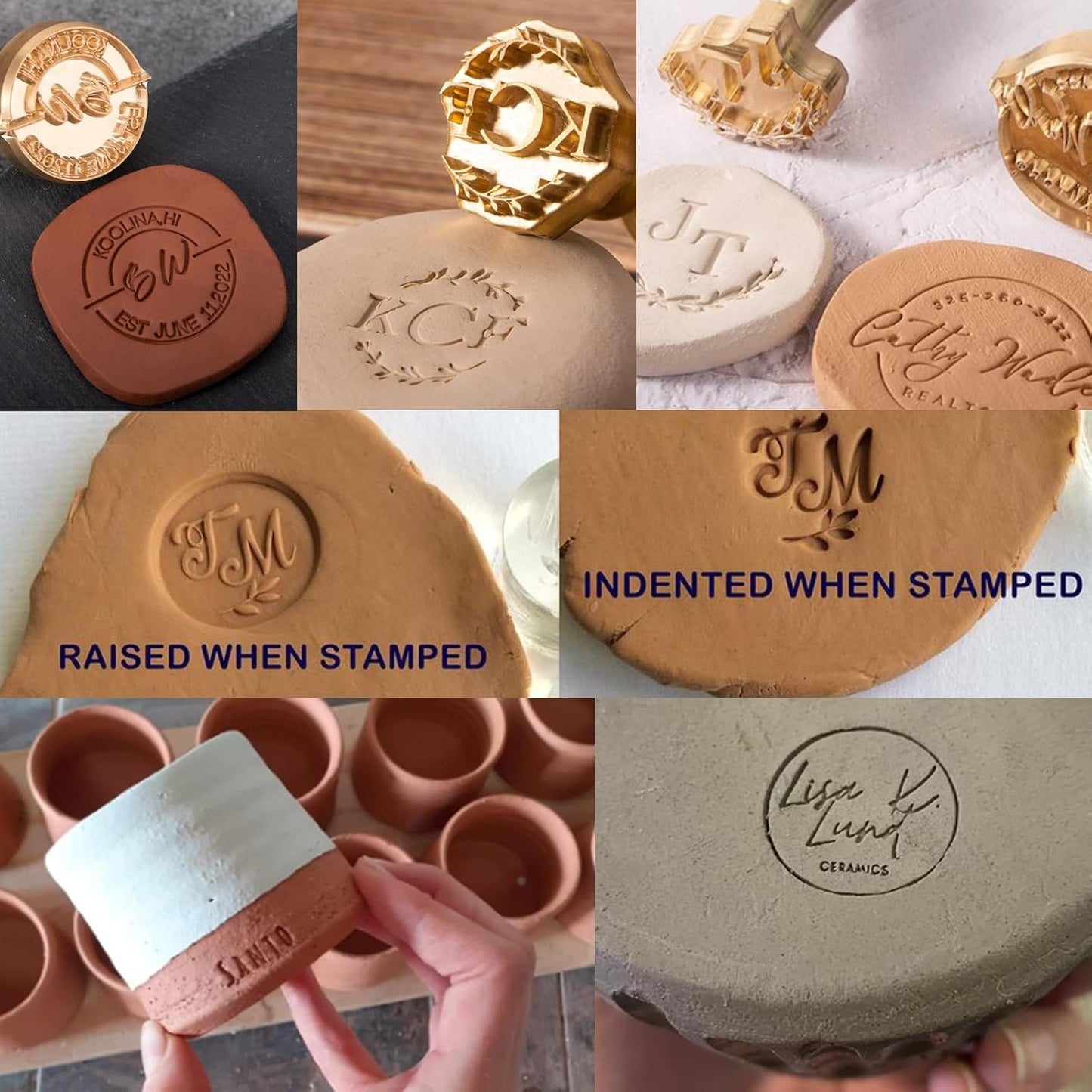 Custom Pottery Stamps for Clay Personalized Pottery Tool Kit Stamp with Own Design Signature Letters Gift for Potters DIY Lovers-2"