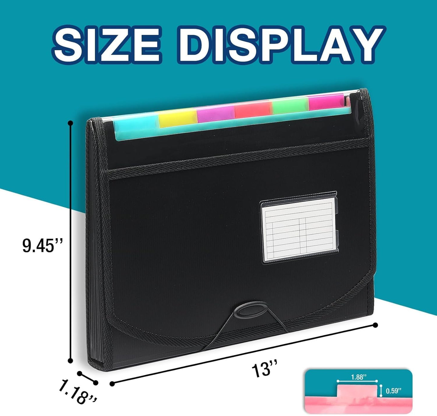 H4D Accordion File Organizer, 13 Pocket Expanding File Folder with Labels for Documents, Letter Size, 1 Pack