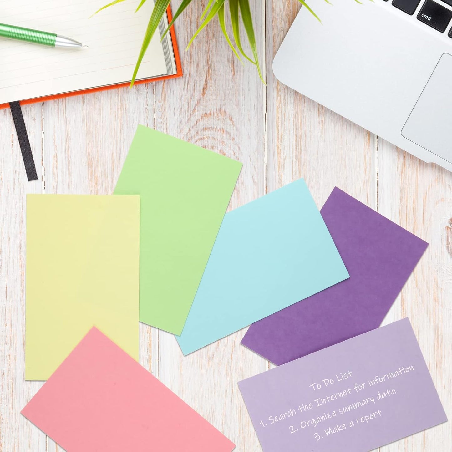 Fainne 300 Pcs 3 x 5 Inches Blank Index Cards 180 Gsm Thick Card Stock Assorted Color Neon Blank Flash Cards Colorful Study Notecards for Organizing(Fresh Colors)