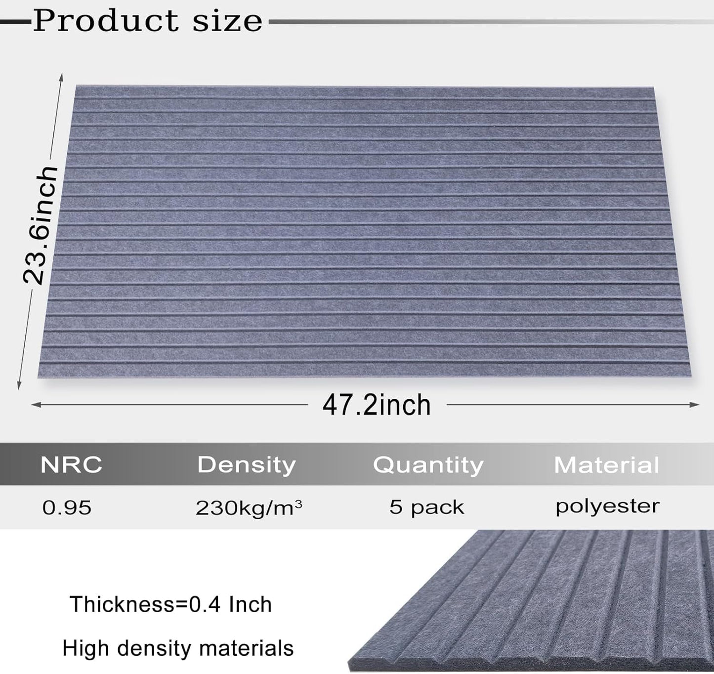 10 Pack Large Acoustic Panels, 48"X24"X0.4" Sound Proof Foam Panels for Walls, Sound Dampening Panels, Sound proof panels for walls, Soundproof Wall Panels for Home Studio&Office Decor.(Dark Grey)