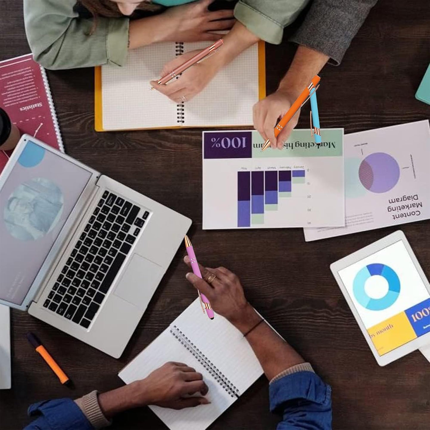 12 PCS 2 in 1 Stylus Ballpoint Pen with Stylus Tip, 1.0 mm Black Ink Metal Pen Stylus Pen for Touch Screens (Rose Gold & Mix3)