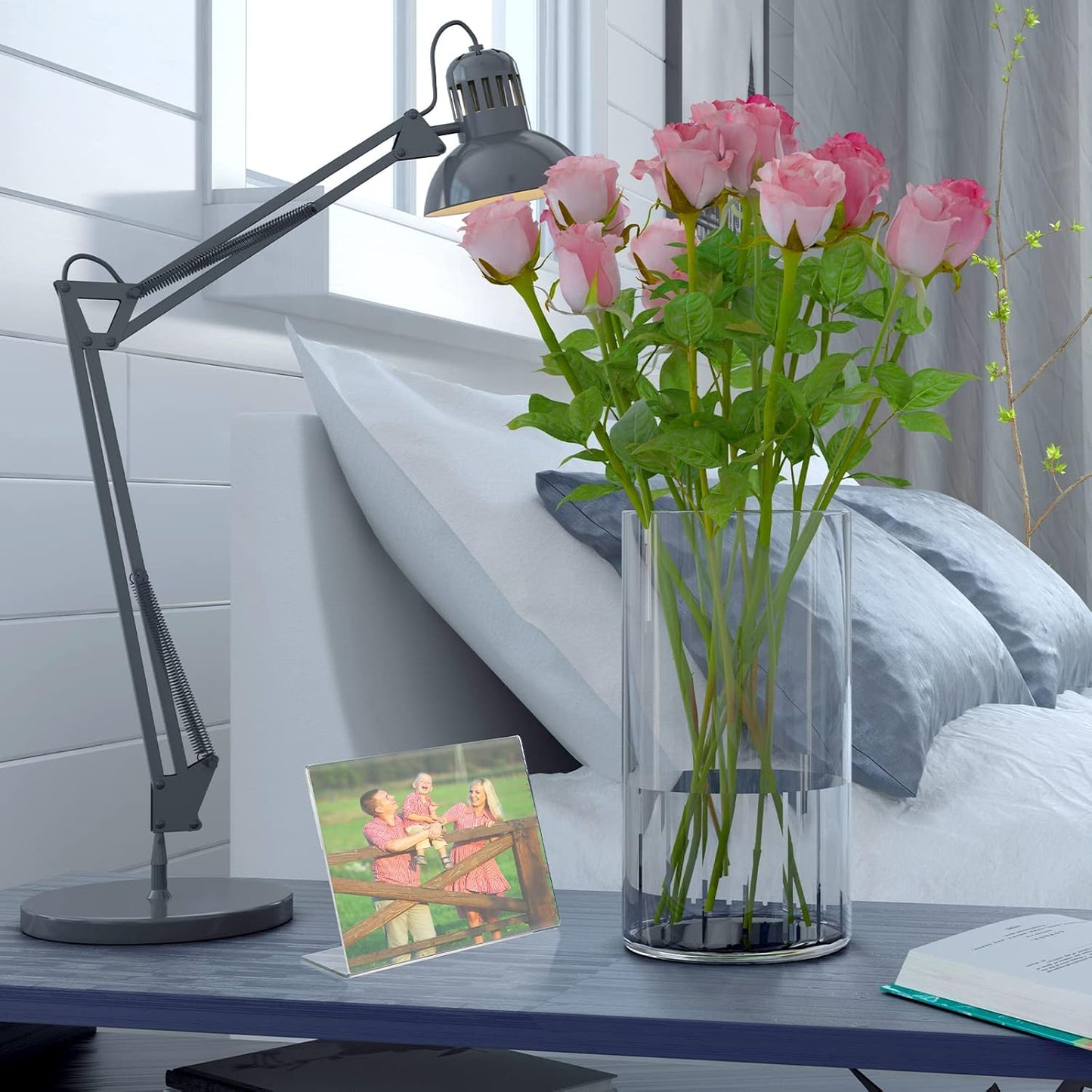 12 Pieces Acrylic Sign Display Holder 7x5 Clear Document Display Holder Horizontal Acrylic Paper Holder Clear Plastic Display Frames Paper Display Table Stand for Office Store Restaurant Photo Display