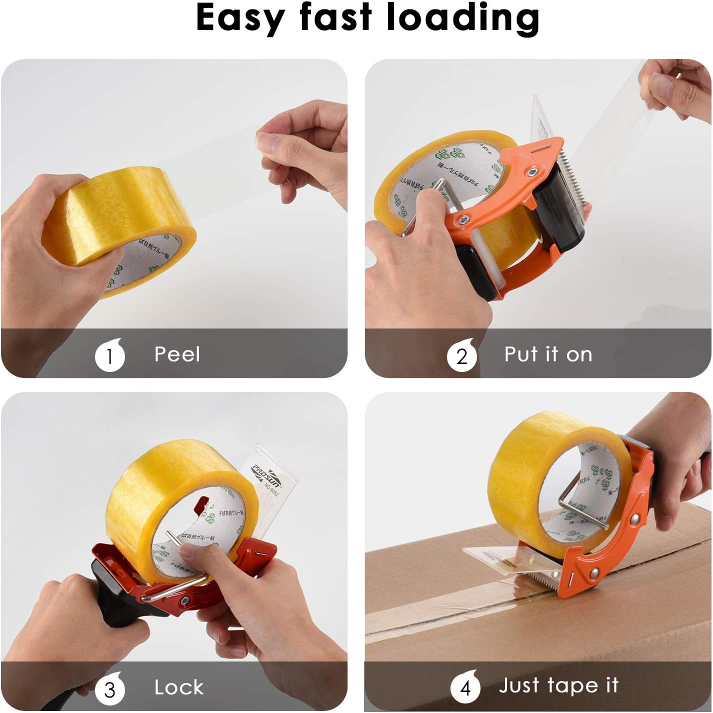 Fast Reload 2 Inch Tape Gun Dispenser Packing Packaging Sealing Cutter Orange