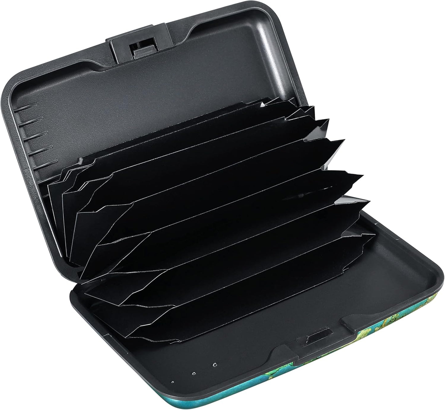 ELFISH Mini RFID Aluminum Wallet Credit Cards Holder Business Card Case Metal ID Case for Men Women（Apricot flower