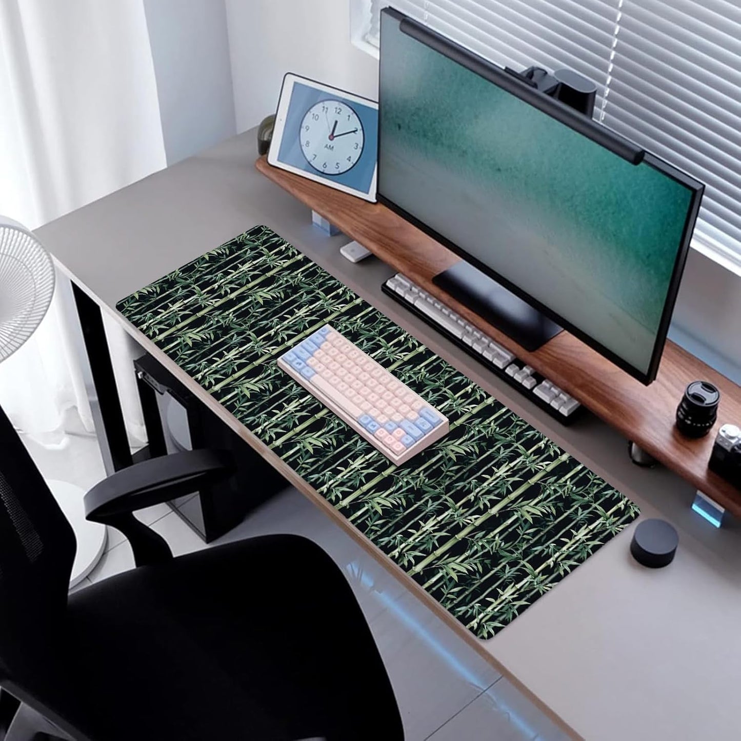 Bamboo Gaming Mouse Pad, Desk Mat, Non-Slip Rubber Base Cool Aesthetic MousePads for Computer Laptop Keyboard Office School Home Desktop Decor 31.5" x 11.8"