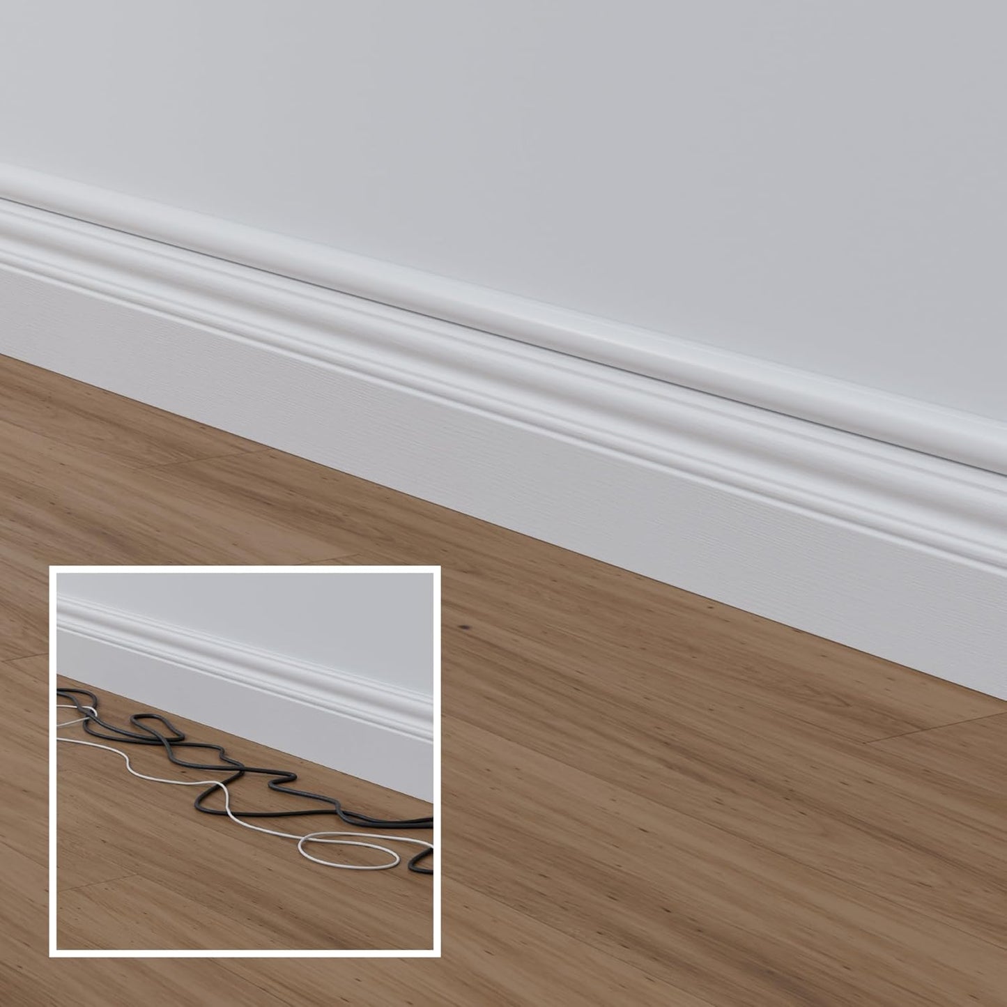 D-Line Half Round Cord Hider, Patented Cable Cover, Hide TV Wall Mount Wires, Raceway for Cords, Decorative Wire Covers, Paintable, Adhesive Cable Concealer - 8X 1.18in W x 0.59in H x 39in L - White