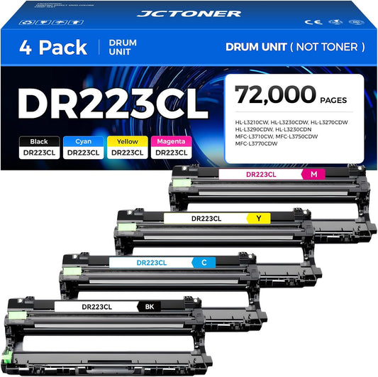 DR223CL DR-223CL High Yield Drum Unit Set 4-Pack Replacement Compatible for Brother DR-223CL Imaging Drum HL-L3270CDW HL-L3210CW MFC-L3770CDW HL-L3290CDW MFC-L3750CDW L3710CW L3230CDW L3230CDN Printer