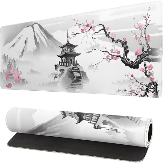Desk Mat, Anime Desk Pad Mat, Desk Matt for Desktop, XL Large Mouse Pad for Desk, Anti-Slip Big Mousepad with Stitched Edges, Keyboard Pad Mouse Mat for Gaming and Office (Cherry Blossom 6)