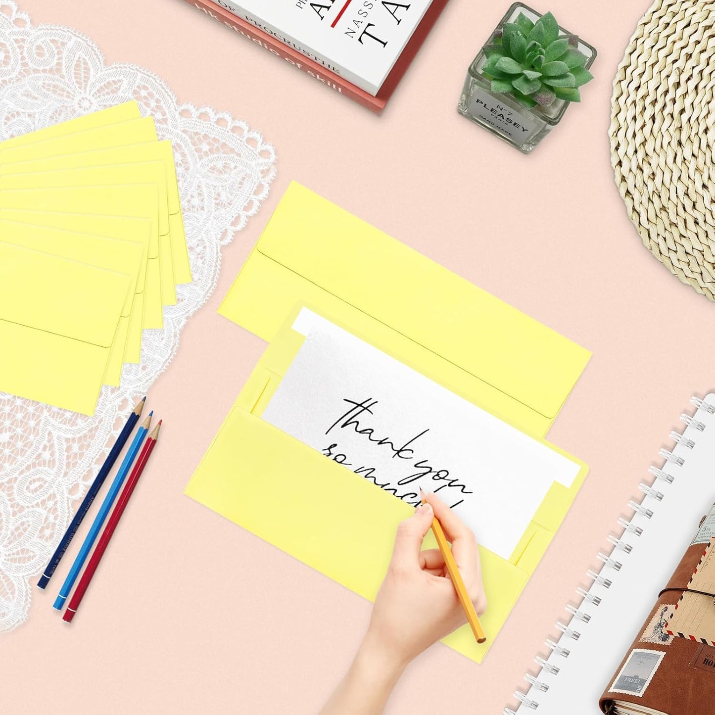 100 Pack #10 Business Envelopes, Light Yellow Standard Envelopes Self Seal, Letter Size Mailing Envelopes for Checks Letters Invoices Christmas Birthday Graduation Wedding, 4 1/8 x 9 1/2 Inch