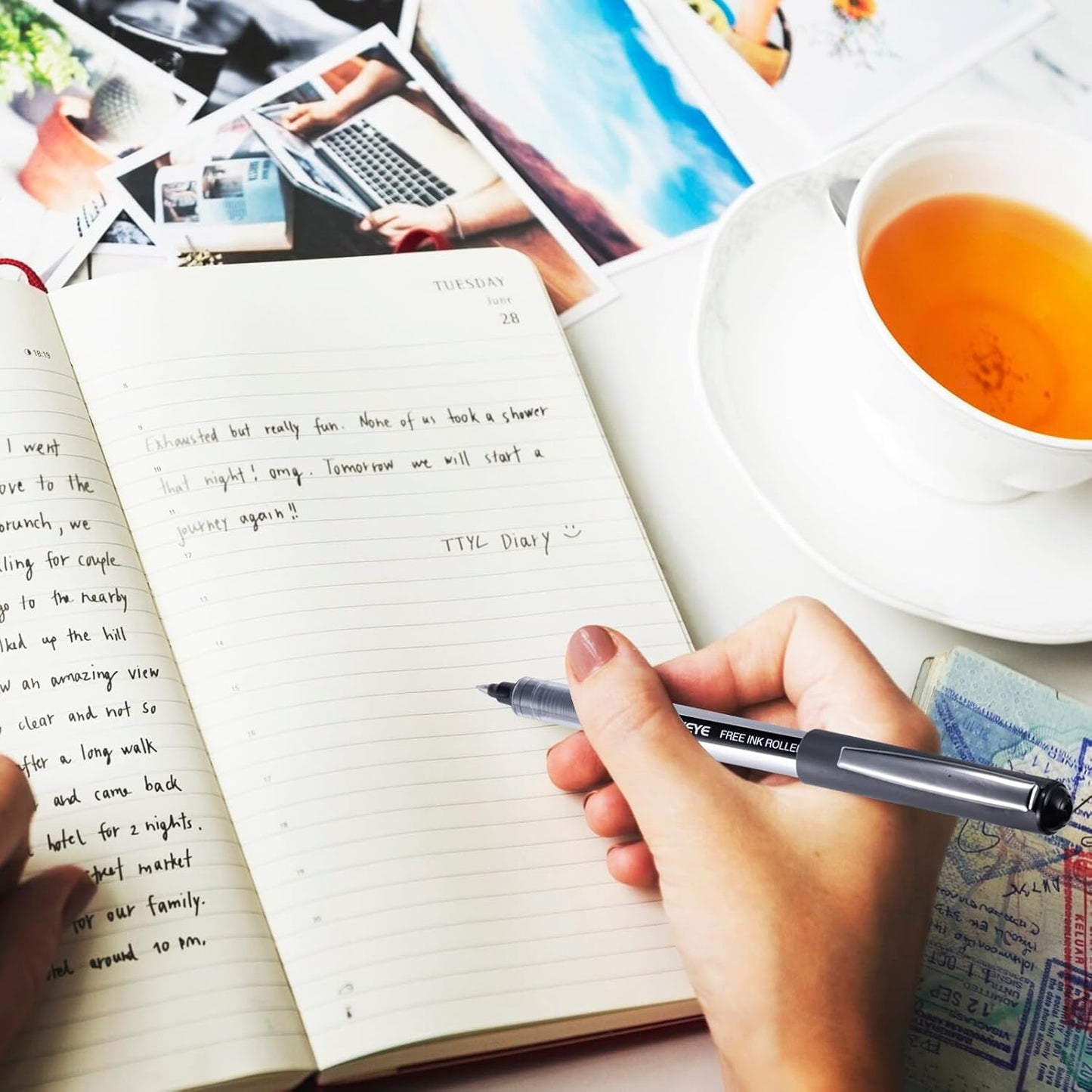 EYEYE Rollerball Pens 0.5mm Black 50 Pack, Extra Fine Point Quick Dry Liquid Ink Roller Ball Pens Fine Point Smooth Writing Pen for Journaling, Note Taking, Office, School Supplies