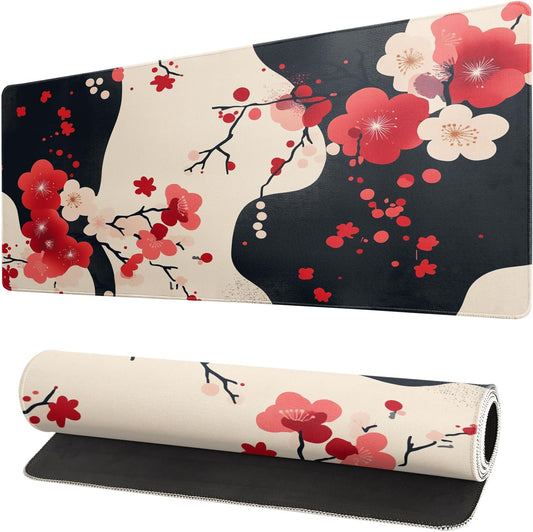 Desk Mat, Anime Desk Pad Mat, Desk Matt for Desktop, XL Large Mouse Pad for Desk, Anti-Slip Big Mousepad with Stitched Edges, Keyboard Pad Mouse Mat for Gaming and Office (Cherry Blossom 5)