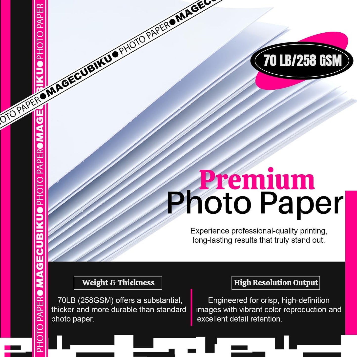 Glossy Photo Paper 8.5 x 11 Inches,200 Sheets 70 lb/258 gsm Premium Heavyweight Photographic Paper for Inkjet Printer Instant Dry Professional Postcard Picture Use Dye Ink