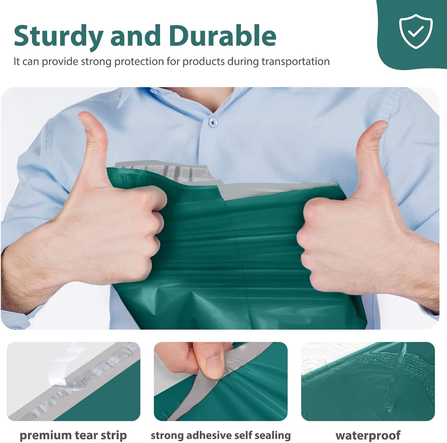 Fuxury Poly Mailers 12x15.5 Inch 100 Pcs, Waterproof Shipping Bags for Clothing, Strong Adhesive Shipping Envelopes for Small Business, Self Seal Mailers Poly Bags Mailing Envelopes Forest Green