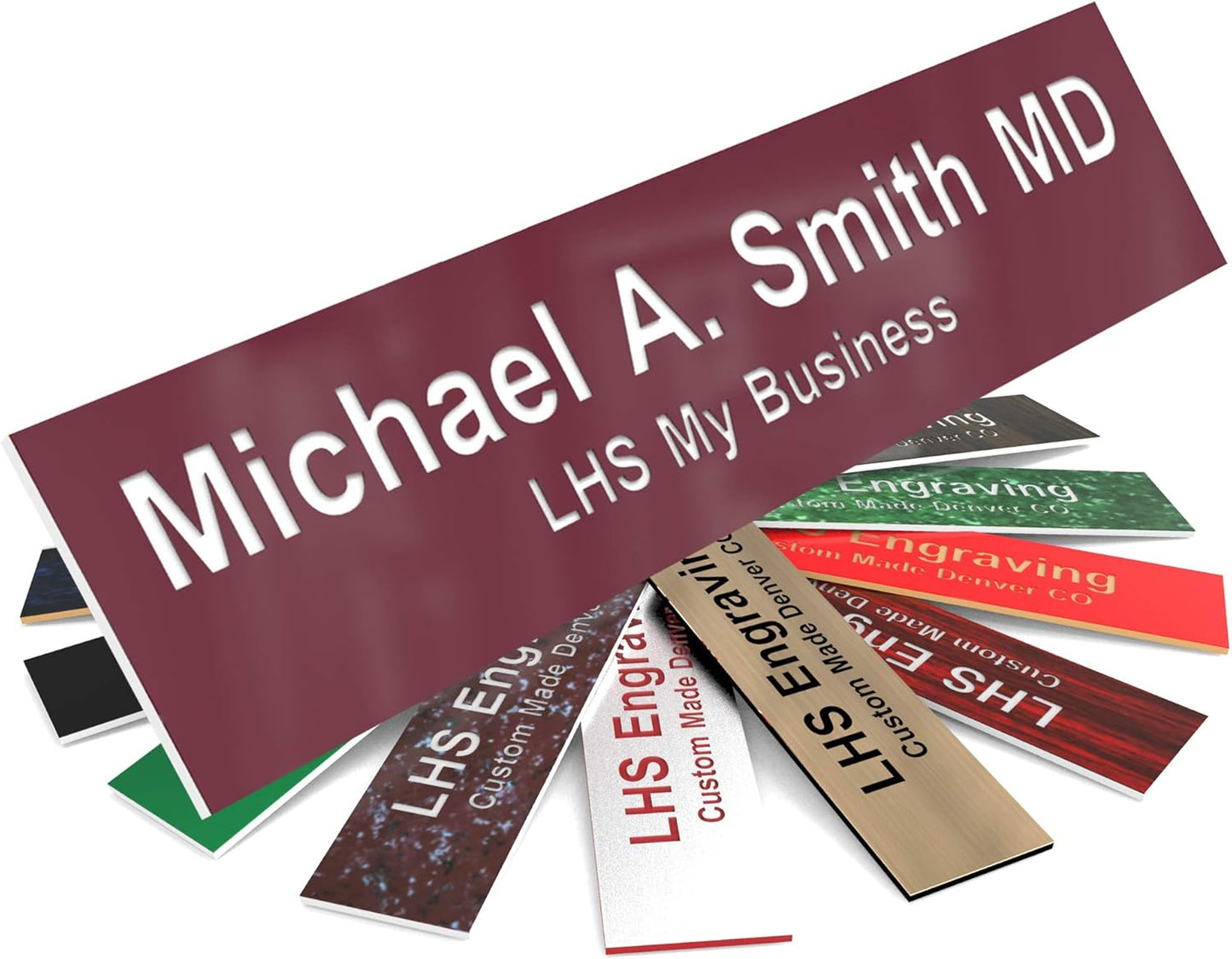 Engraved Custom Door Plate Burgundy Plastic Office Door Sign with White Letters - Made in USA 2x12 B26