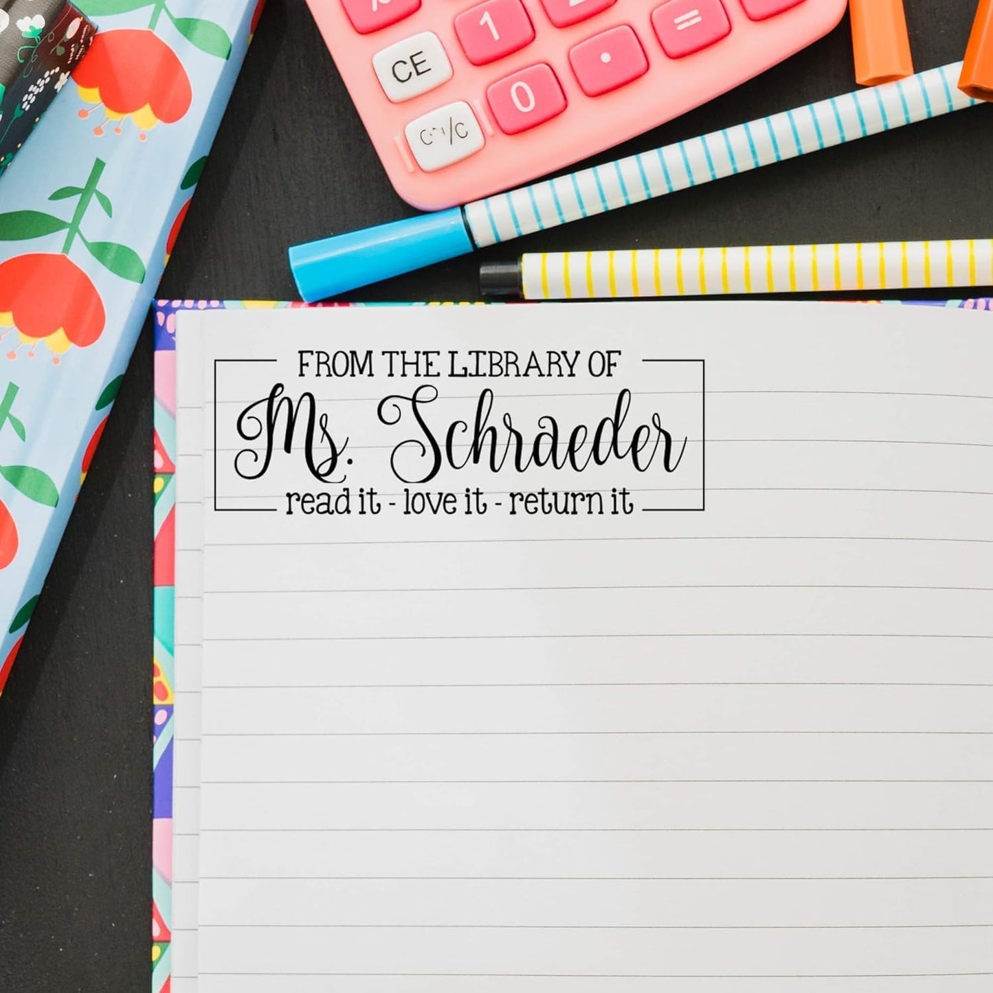 Custom Self-Inking stamps | 49 Designs | Fun Phrases | Grading Made Easy | Classroom Book Stamps (The Library stamps)