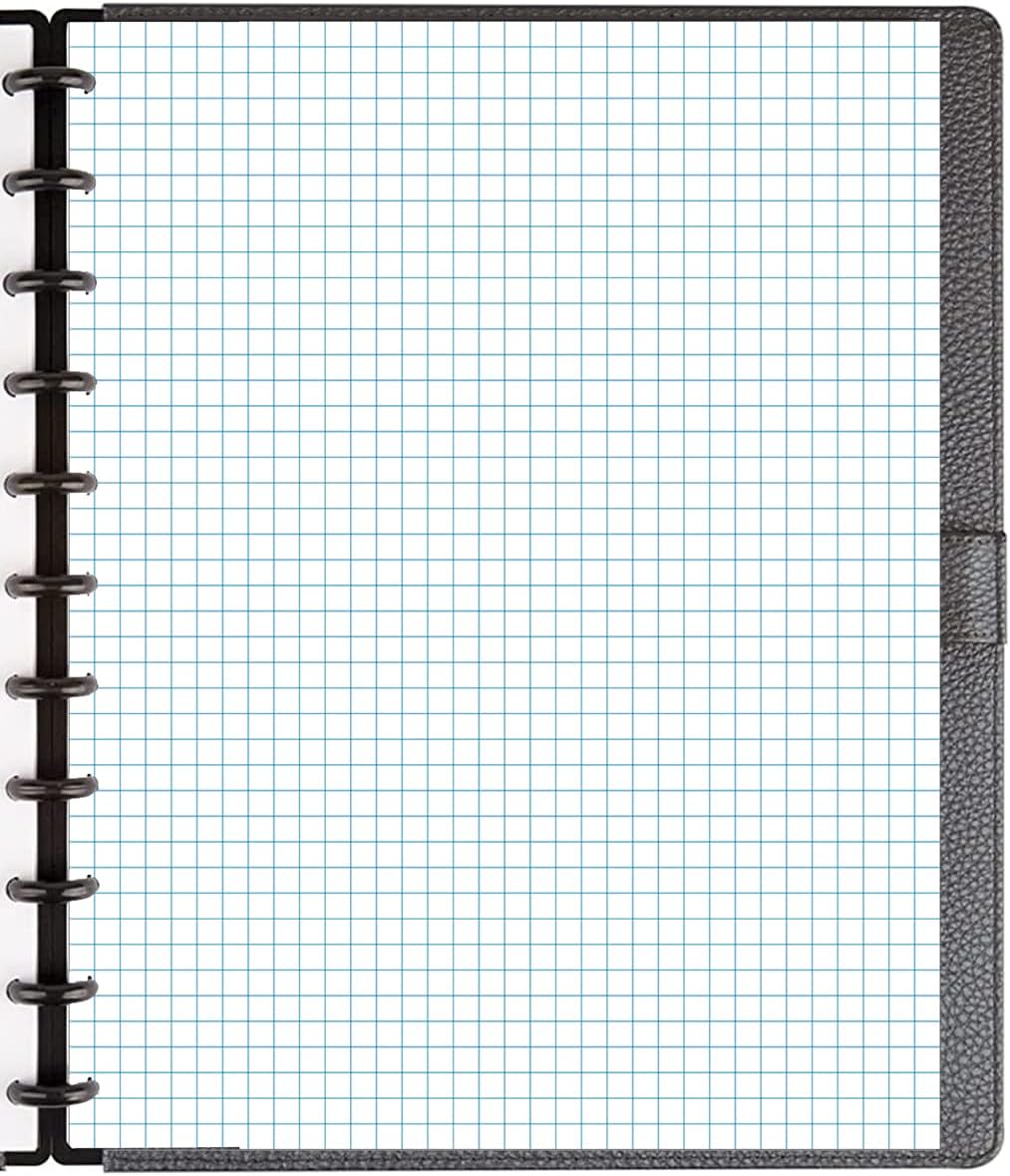 (3-Pack) A4 TUL Discbound Grid Filler Paper - 11 Disc Graph Paper, Letter Size 300Sheets / 600Pages Loose-Leaf Paper, 100gsm White Paper, 8.5'' x 11''