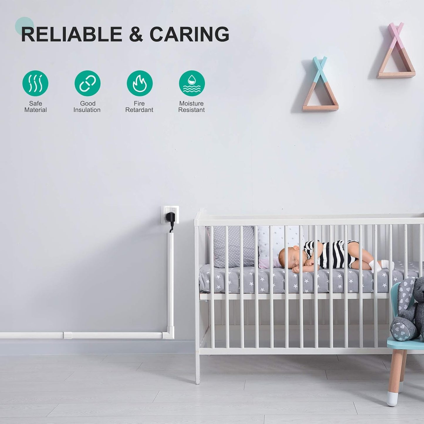 Delamu Cord Hider, 254in Cable Hider Cord Covers for Wires on Wall, Wire Covers for Cords, Wire Hiders for TV on Wall, TV Cord Hider for Wall Mounted TV, Cable Management, 15x L16.9 W1.18 H0.6in